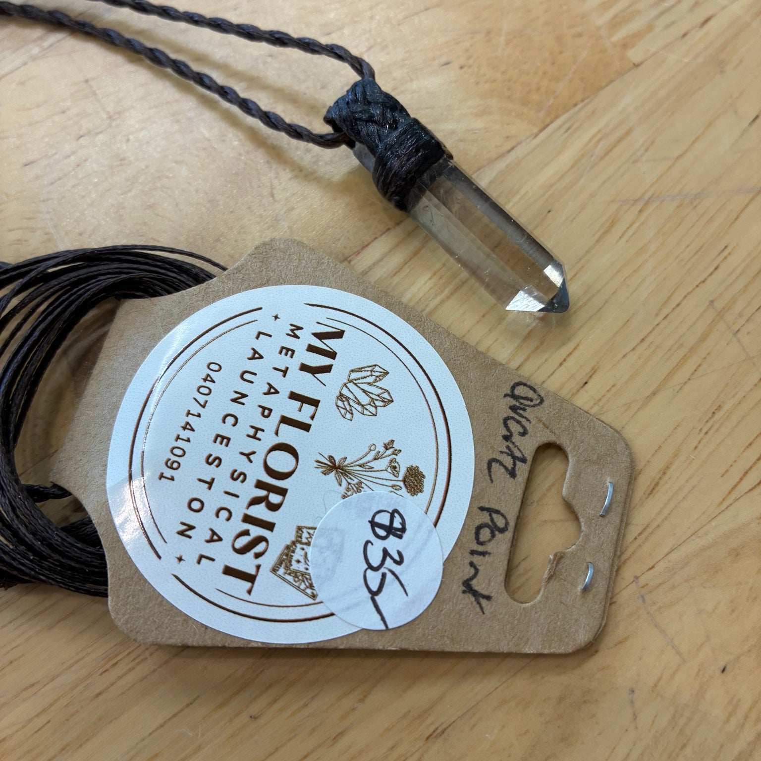 Etched Quartz Leather Necklace – Clarity, Transformation & Ancient Wisdom
