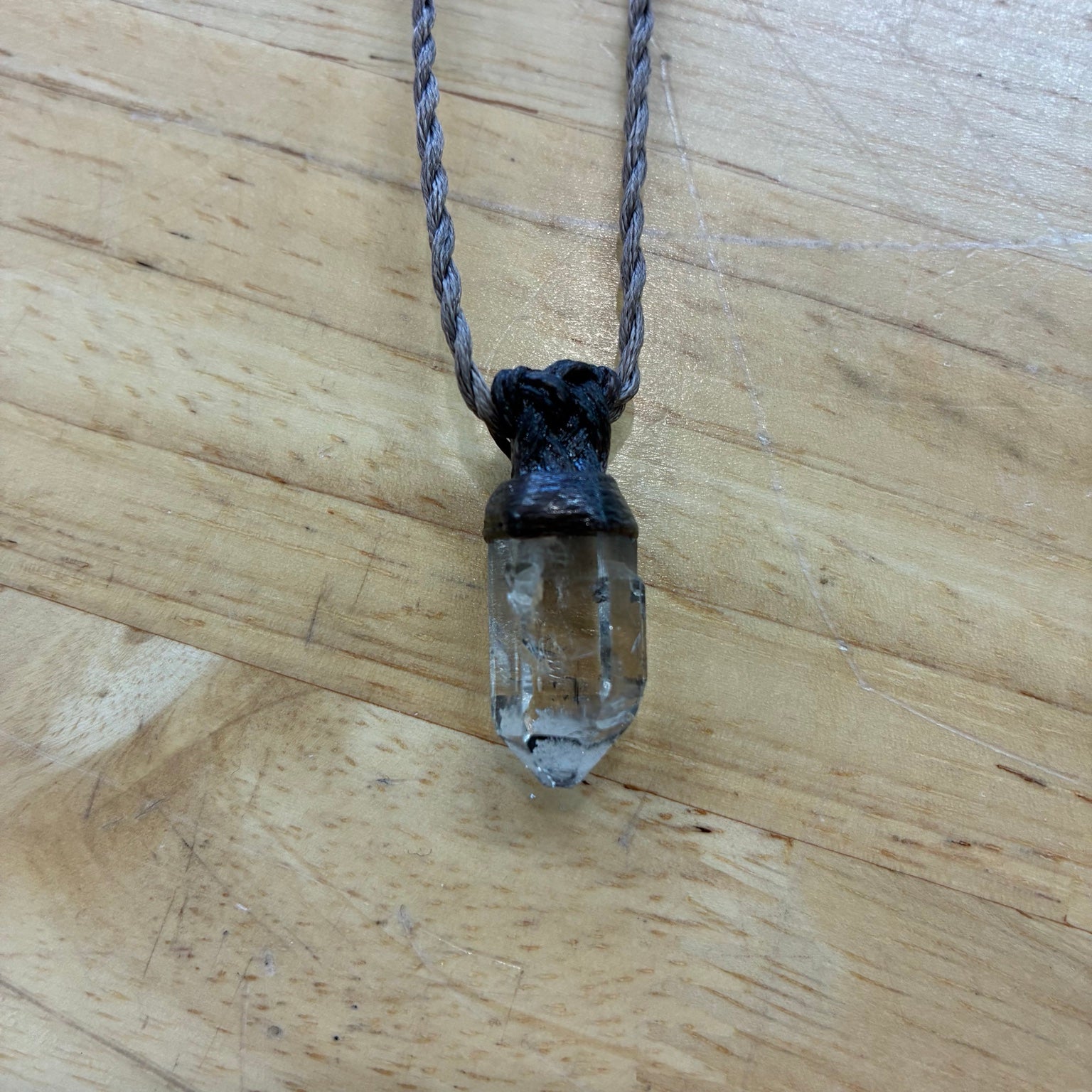 Double Terminated Key Quartz Leather Necklace – Clarity, Unlocking & Energy Flow