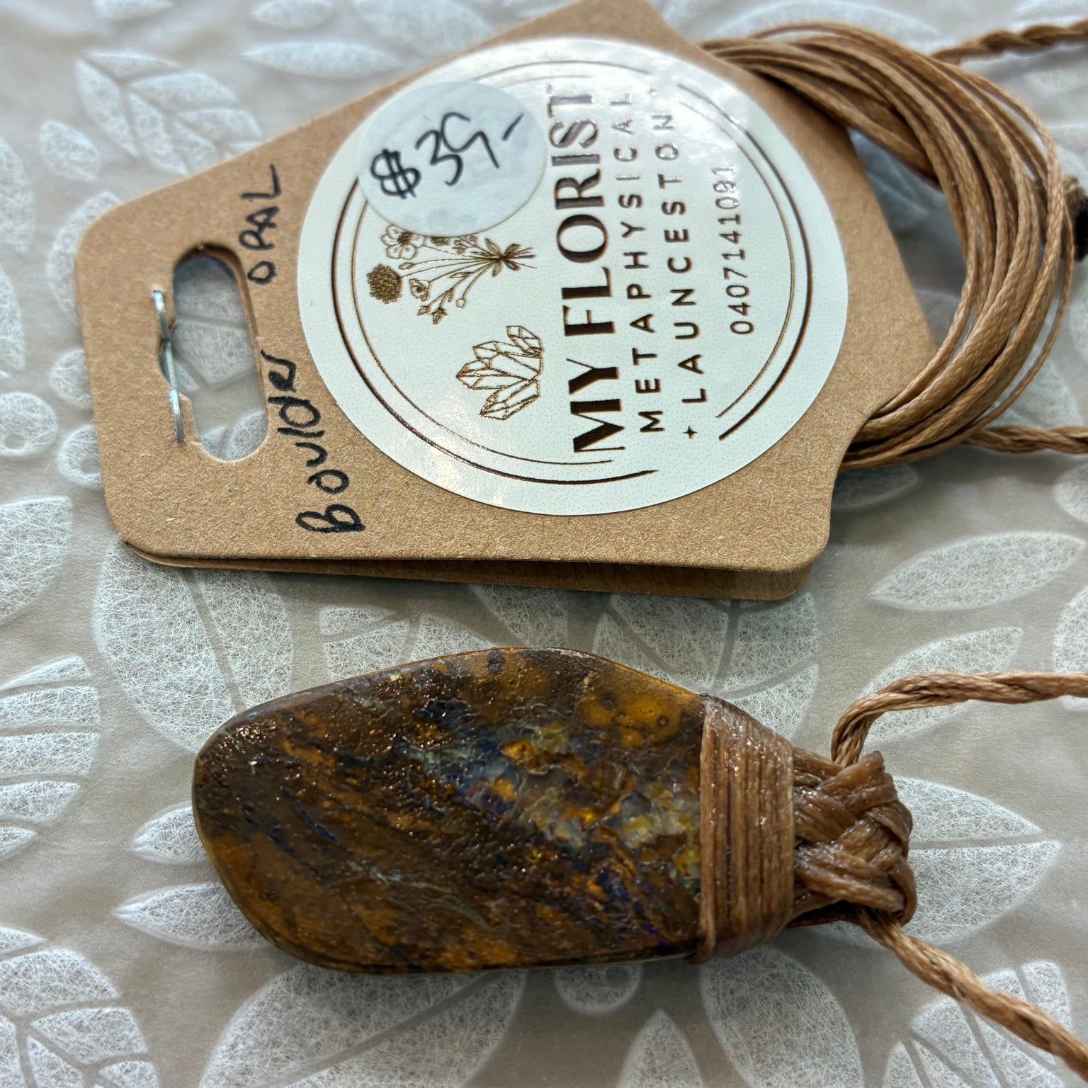 Boulder Opal Leather Necklace – Grounding, Intuition & Inner Strength