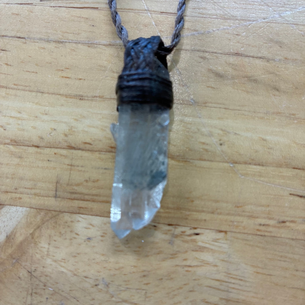 Double Terminated Twin Clear Quartz Leather Necklace – Clarity, Balance & Amplified Energy