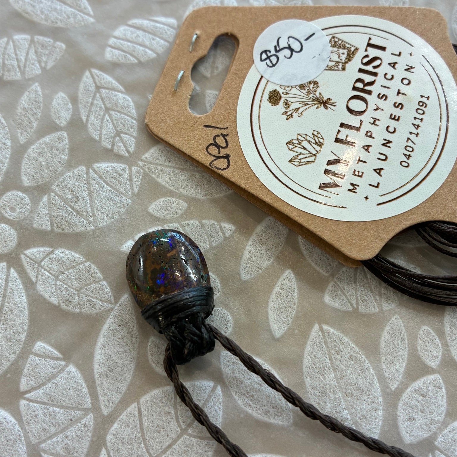 Natural Opal Leather Necklace – Hope, Intuition & Inner Light