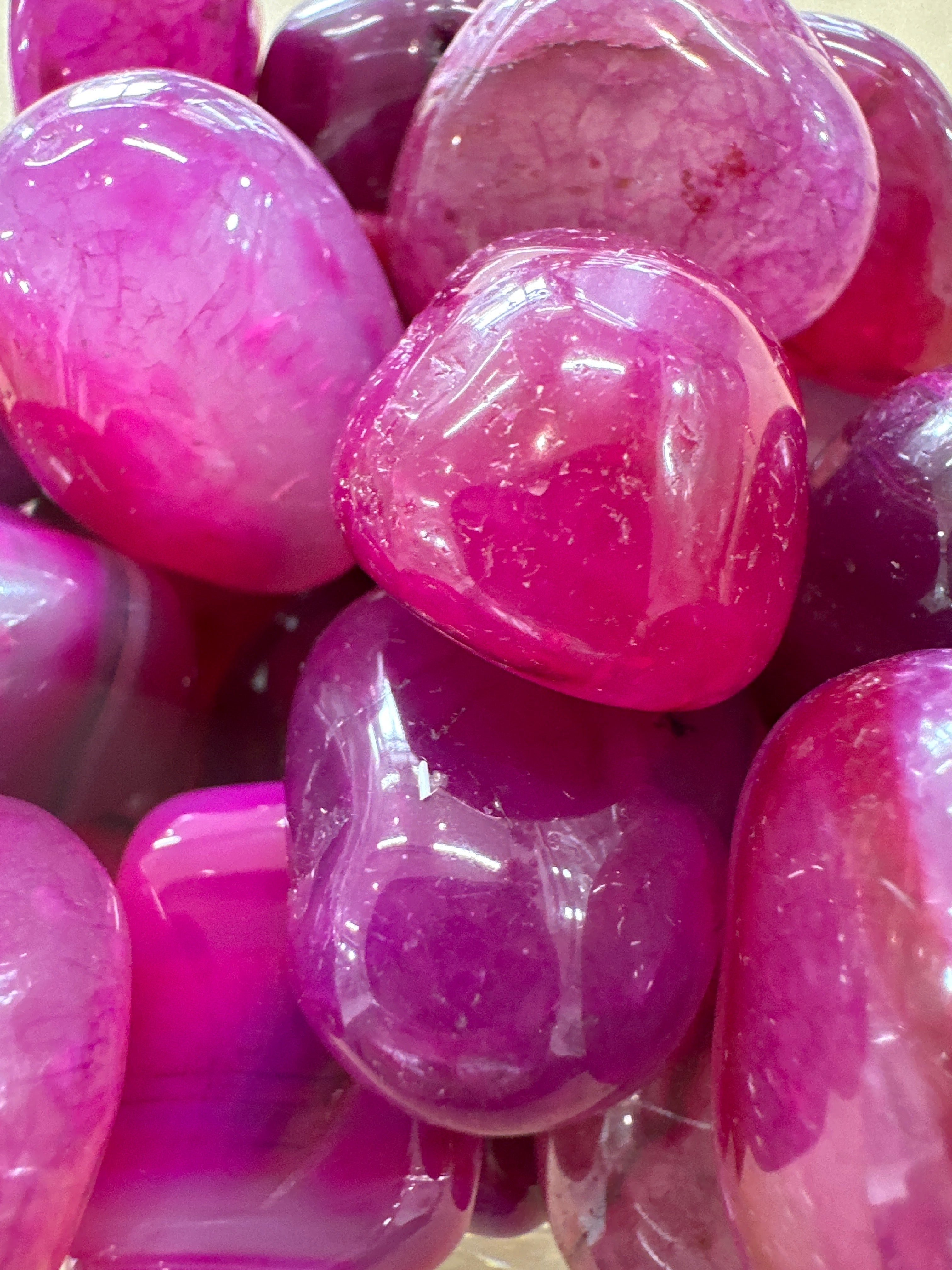 Pink Agate (Colour Enhanced) - CALMING - Tumble Stone