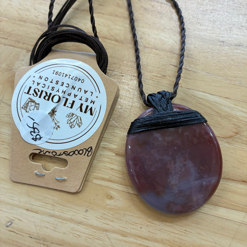 Bloodstone Leather Necklace – Strength, Grounding & Courageous Energy
