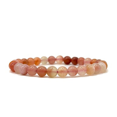 Pink Agate Crystal Bead Bracelet – Emotional Balance, Stability & Gentle Strength (6mm)