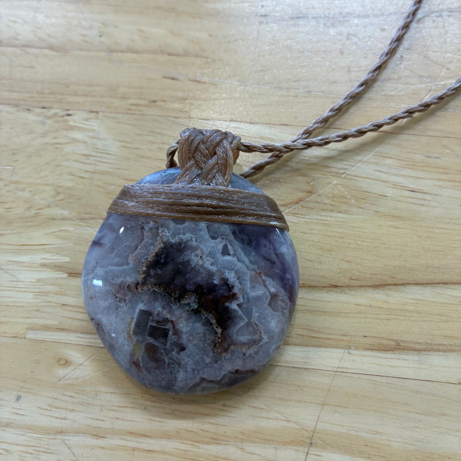 Amethyst Agate Leather Necklace - Harmony
