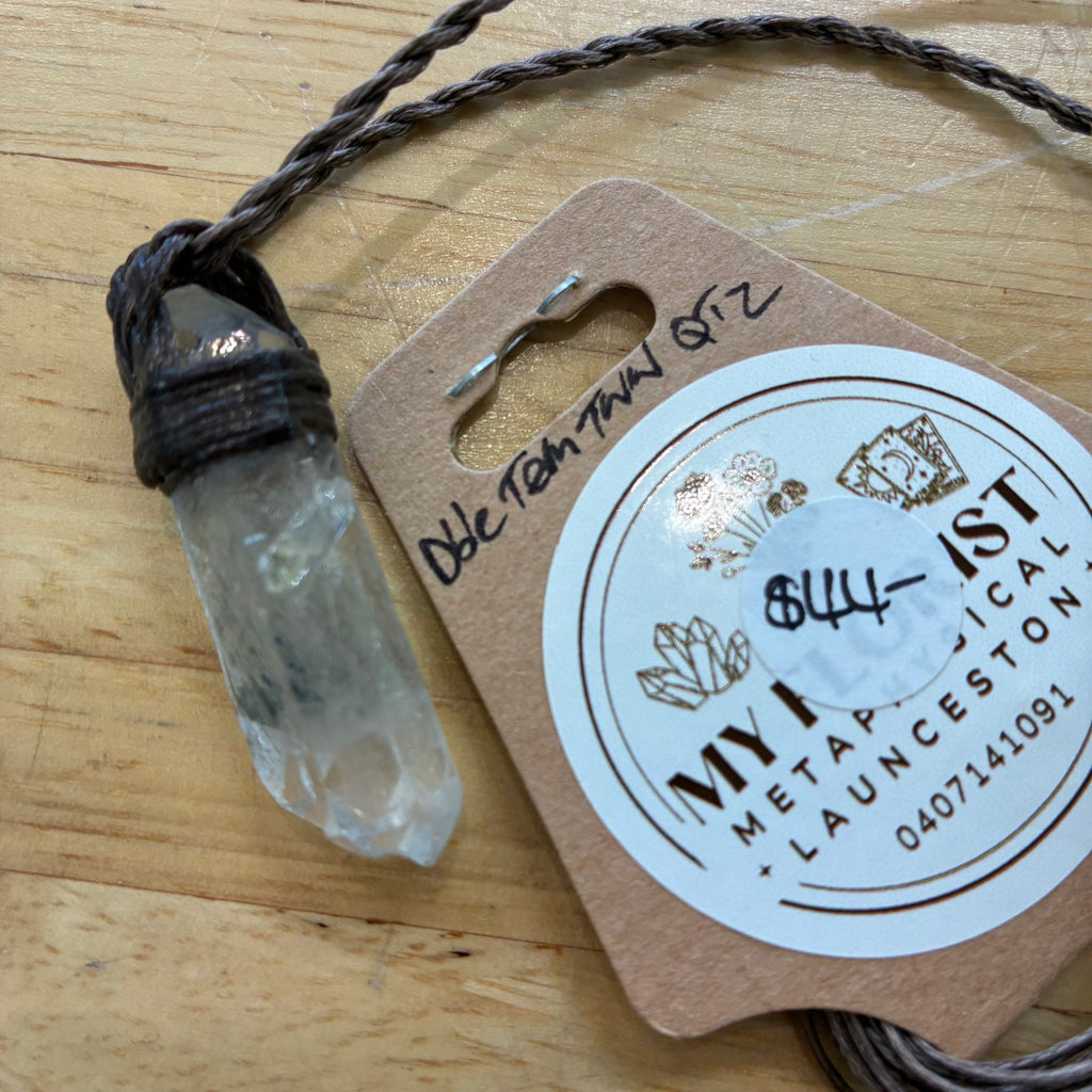 Double Terminated Twin Clear Quartz Leather Necklace – Clarity, Balance & Amplified Energy