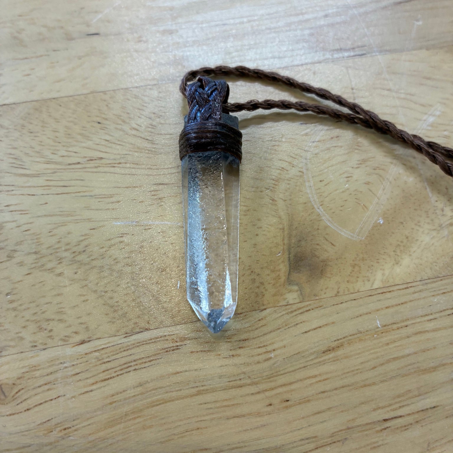 Etched Quartz Leather Necklace – Clarity, Transformation & Ancient Wisdom