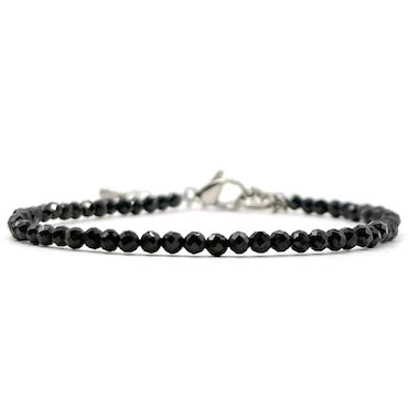 Black Spinel Faceted Bead Bracelet – Protection, Strength & Grounded Elegance (3mm)