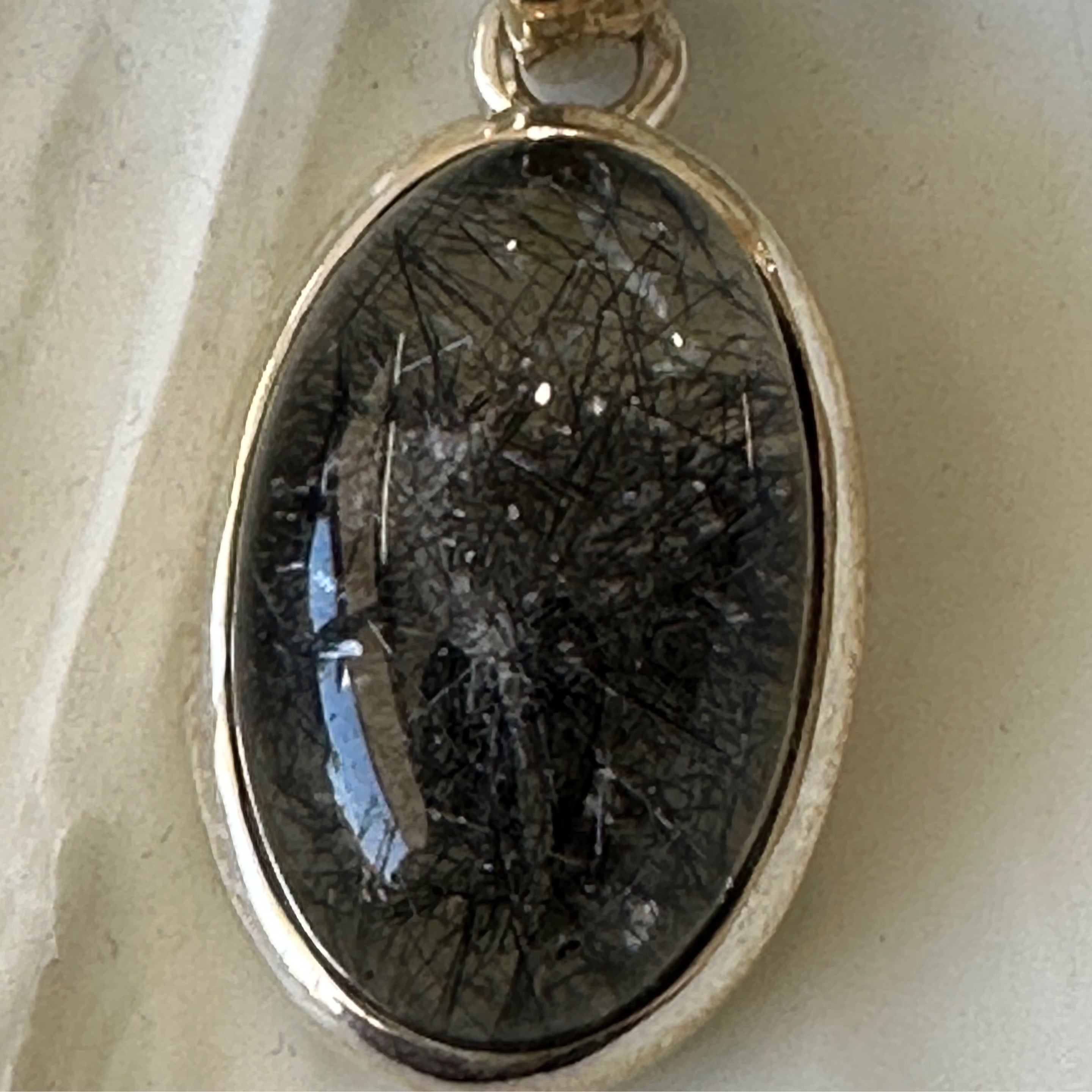 Black Rutile in Quartz Sterling Silver Pendant Launceston