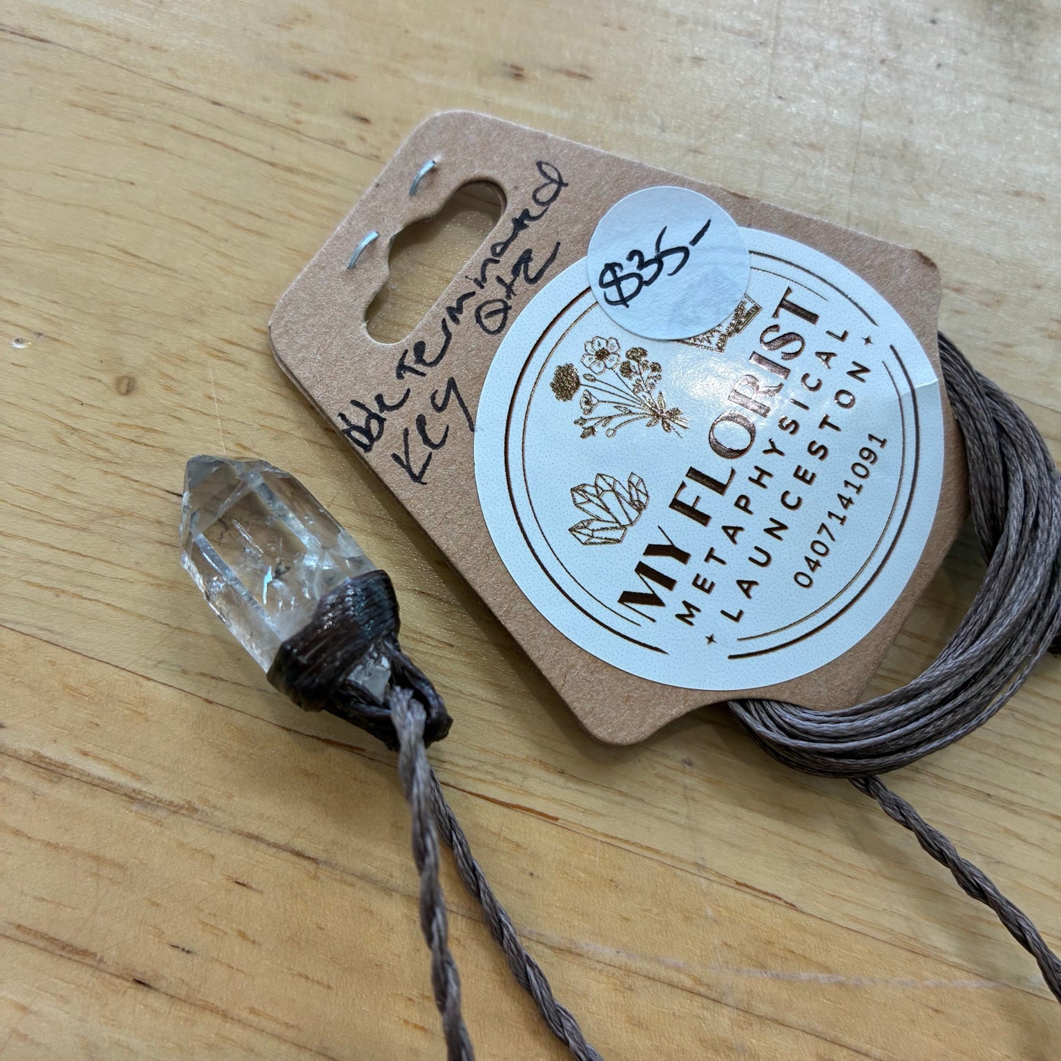 Double Terminated Key Quartz Leather Necklace – Clarity, Unlocking & Energy Flow