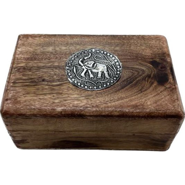 Elephant Inlay Wooden Box 17 x 11 x 7cm