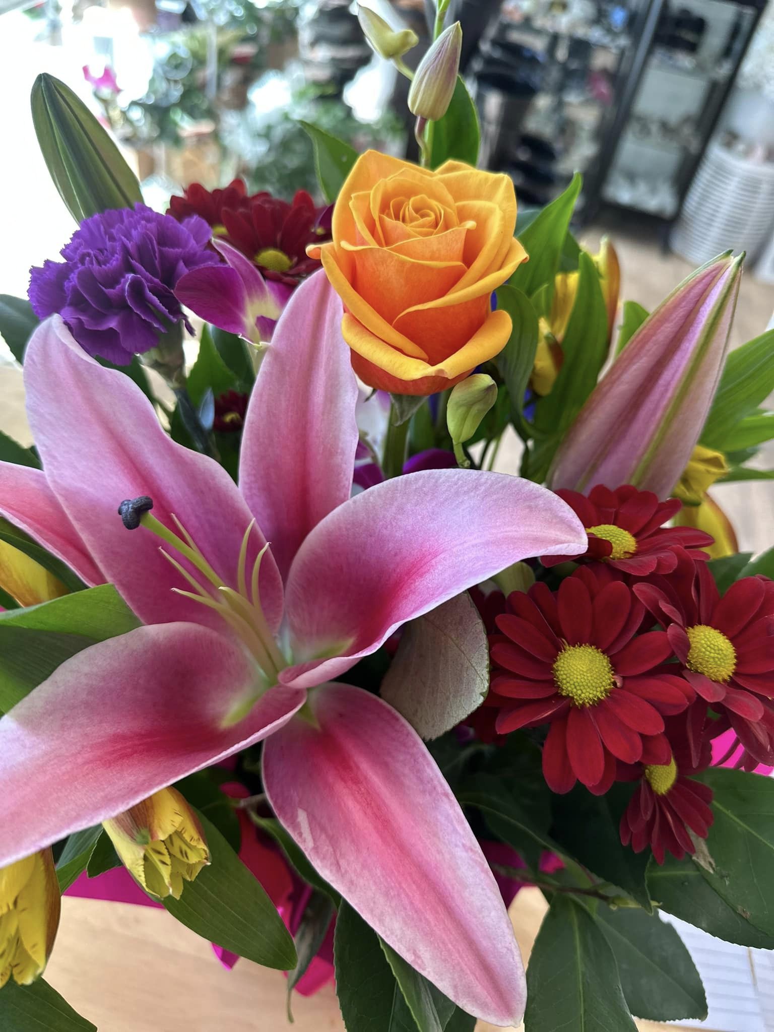 Colourful florists choice flower box arrangment at My Florist Launceston Tasmania