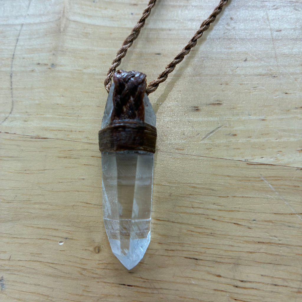 Lemurian Quartz Leather Necklace - Remembrance