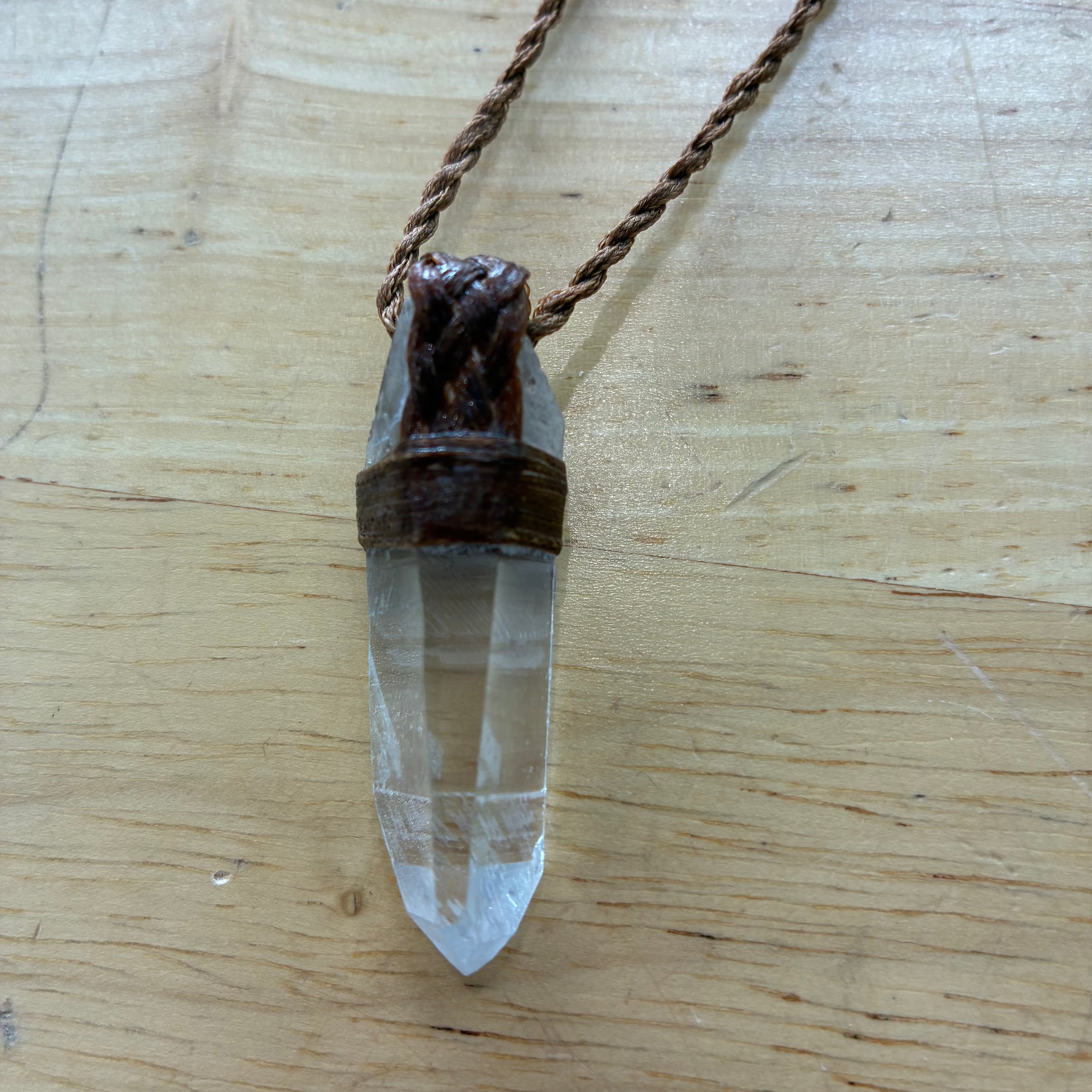 Lemurian Quartz Leather Necklace - Remembrance
