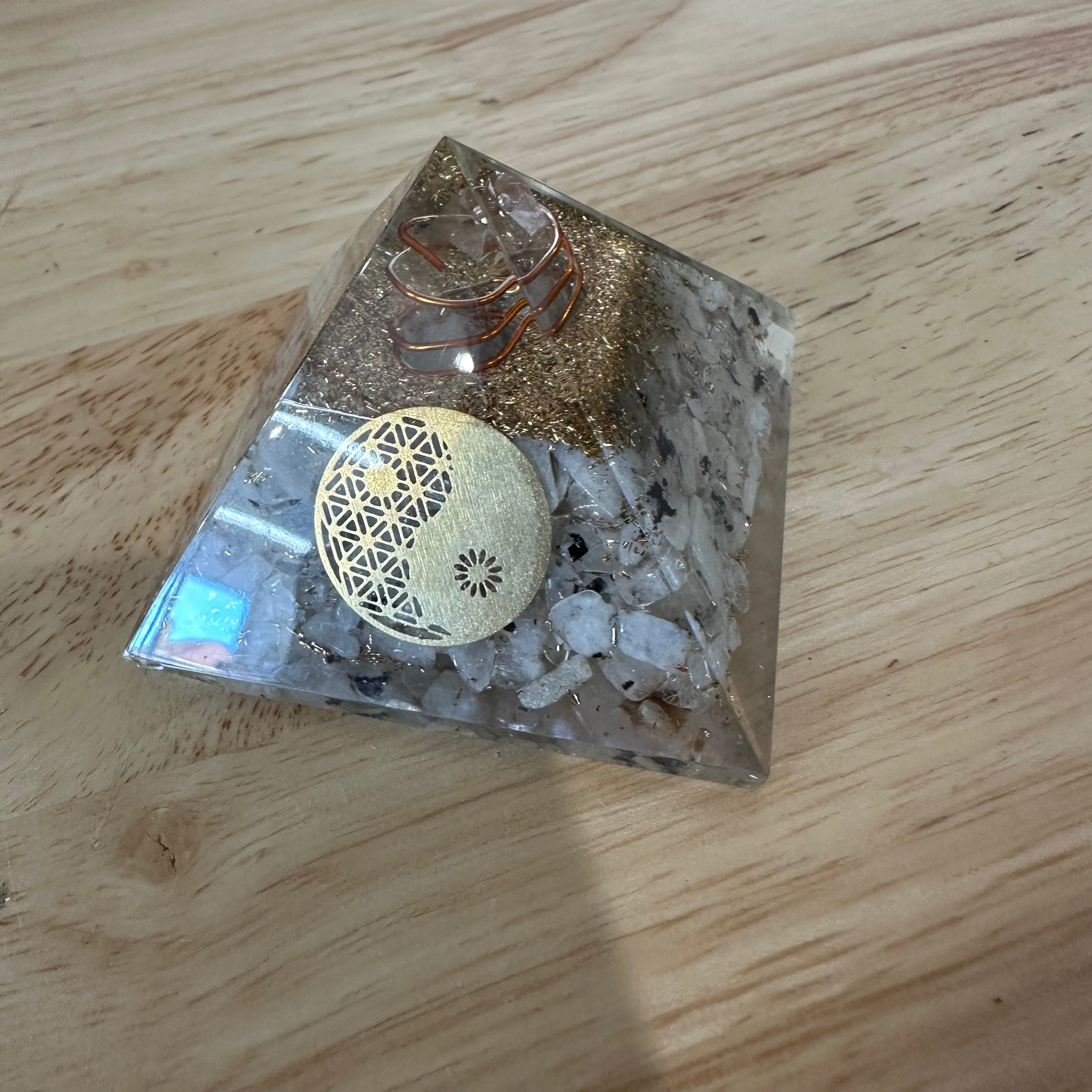 Rainbow Moonstone Orgonite Pyramid 5.5cm
