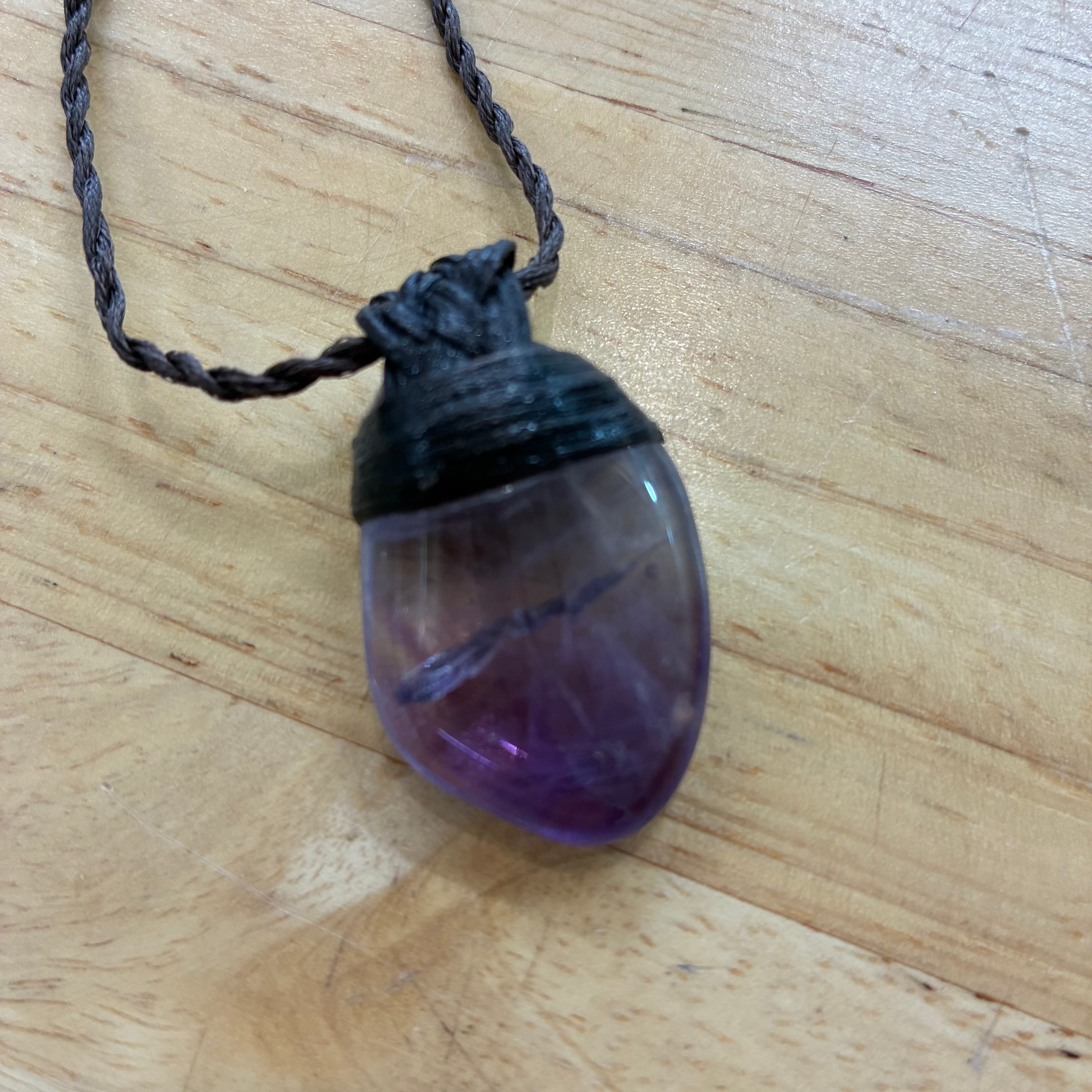 Amethyst Leather Necklace - Peace