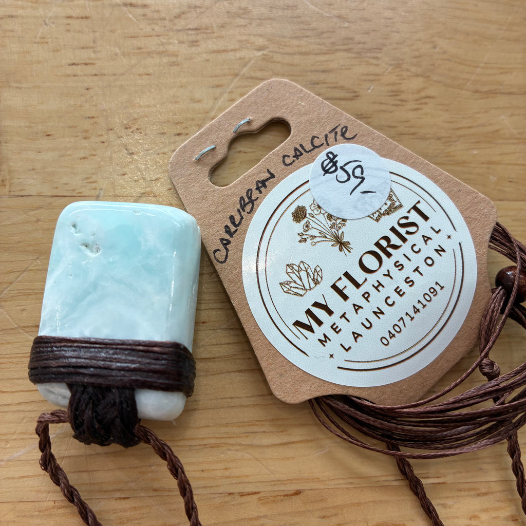Caribbean Calcite Leather Necklace - Joyful Calm