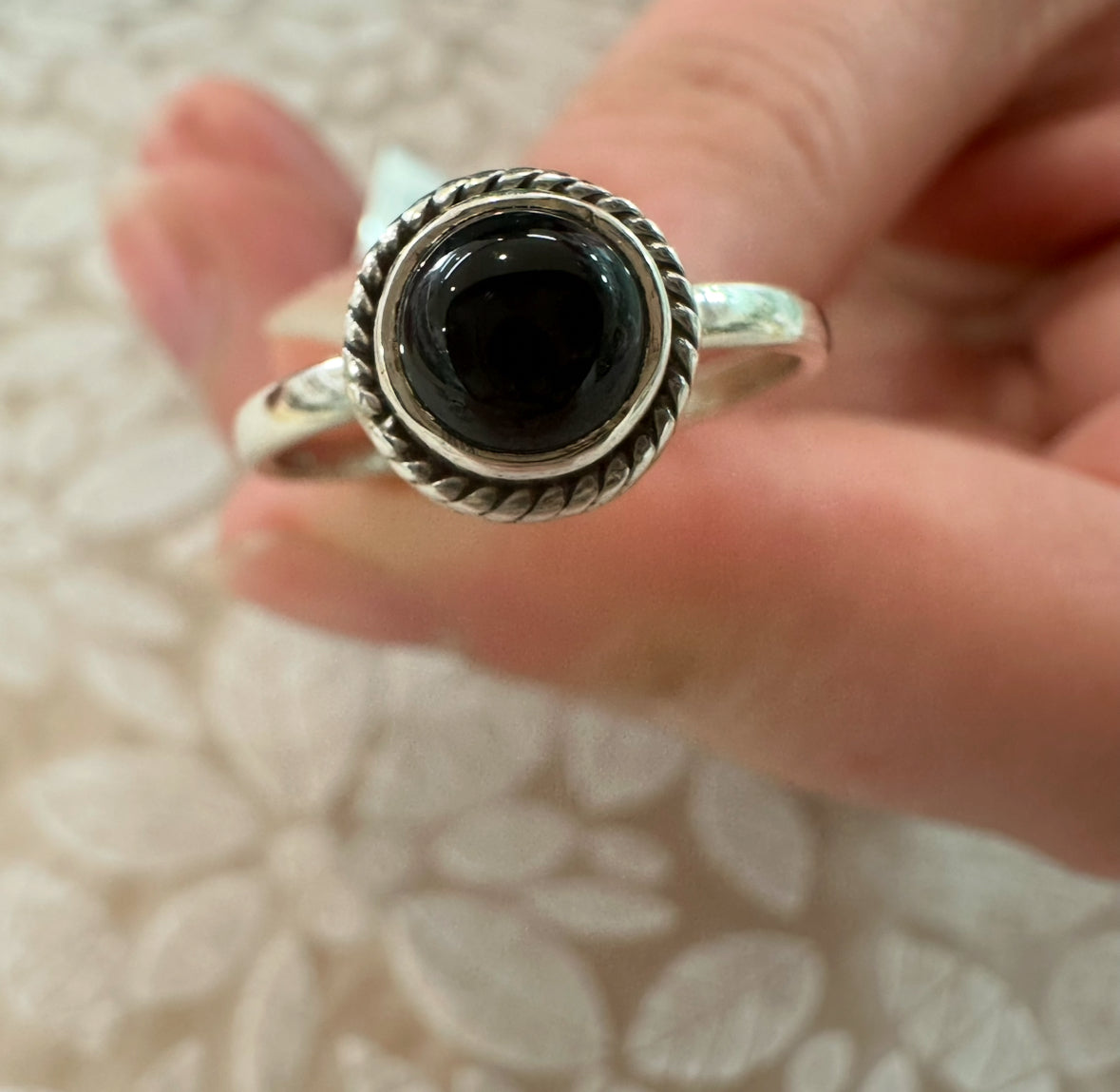 Black Onyx Ring – Protection, Strength & Grounding (AU L / US 6)