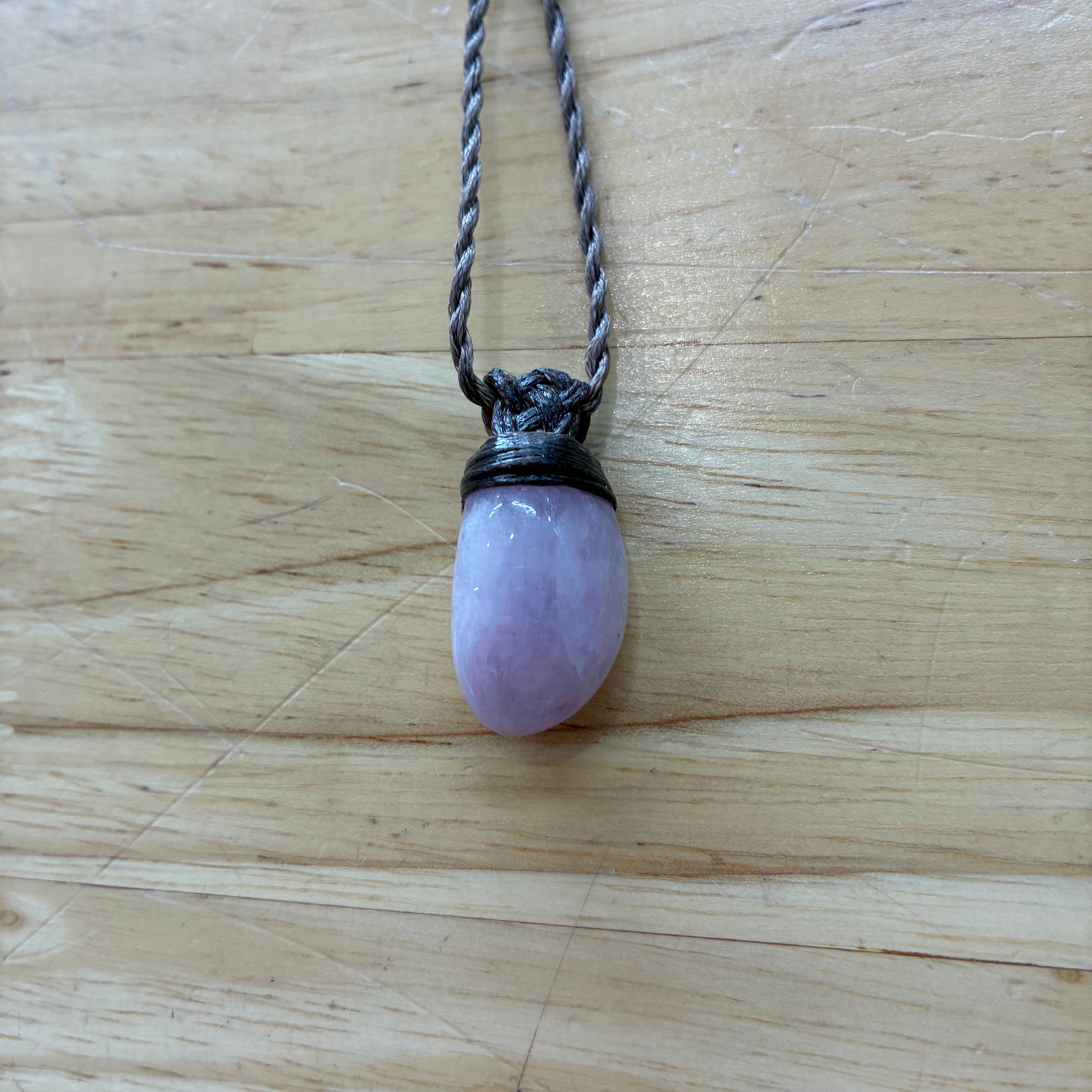 Kunzite Leather Necklace - Love