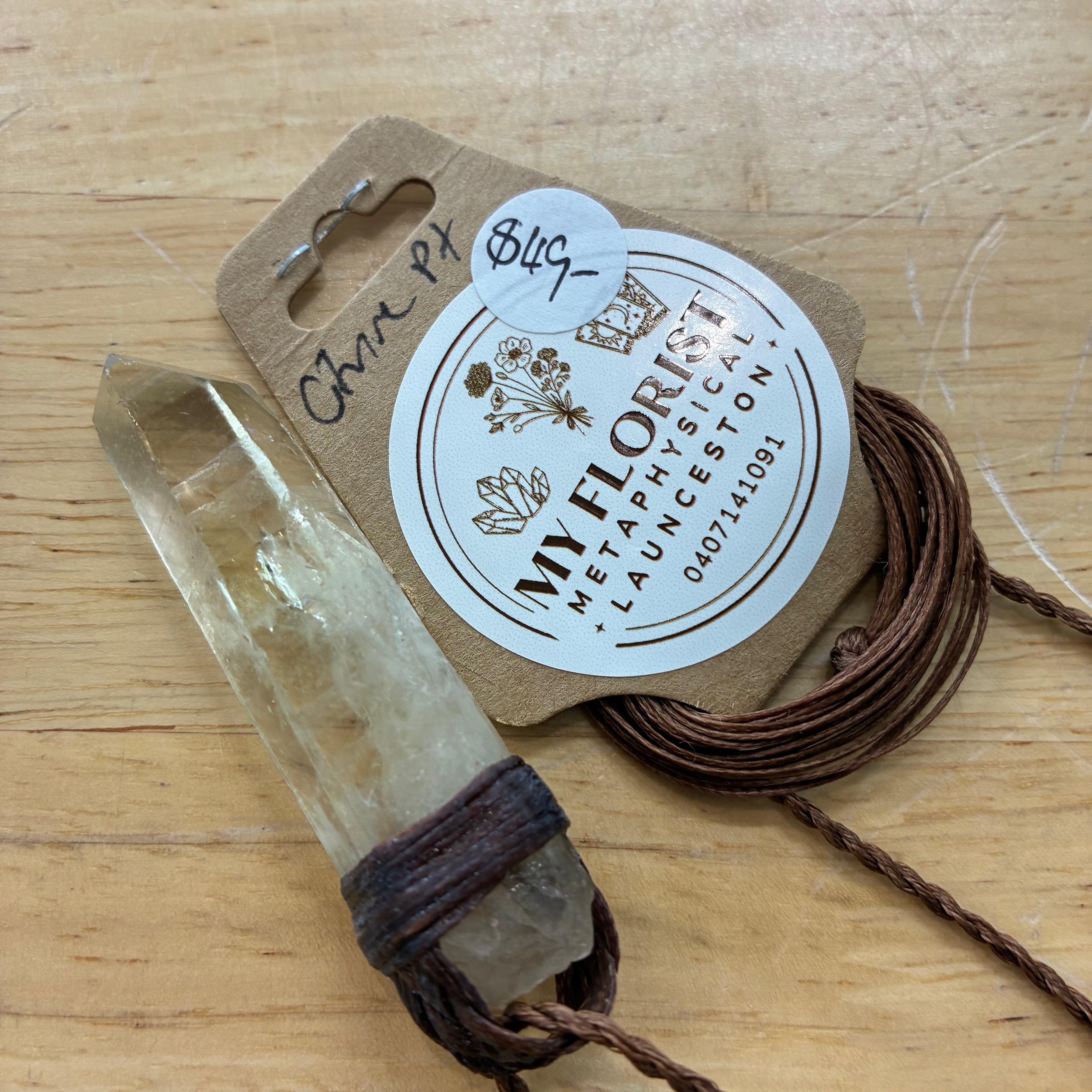 Citrine Leather Necklace - Abundance