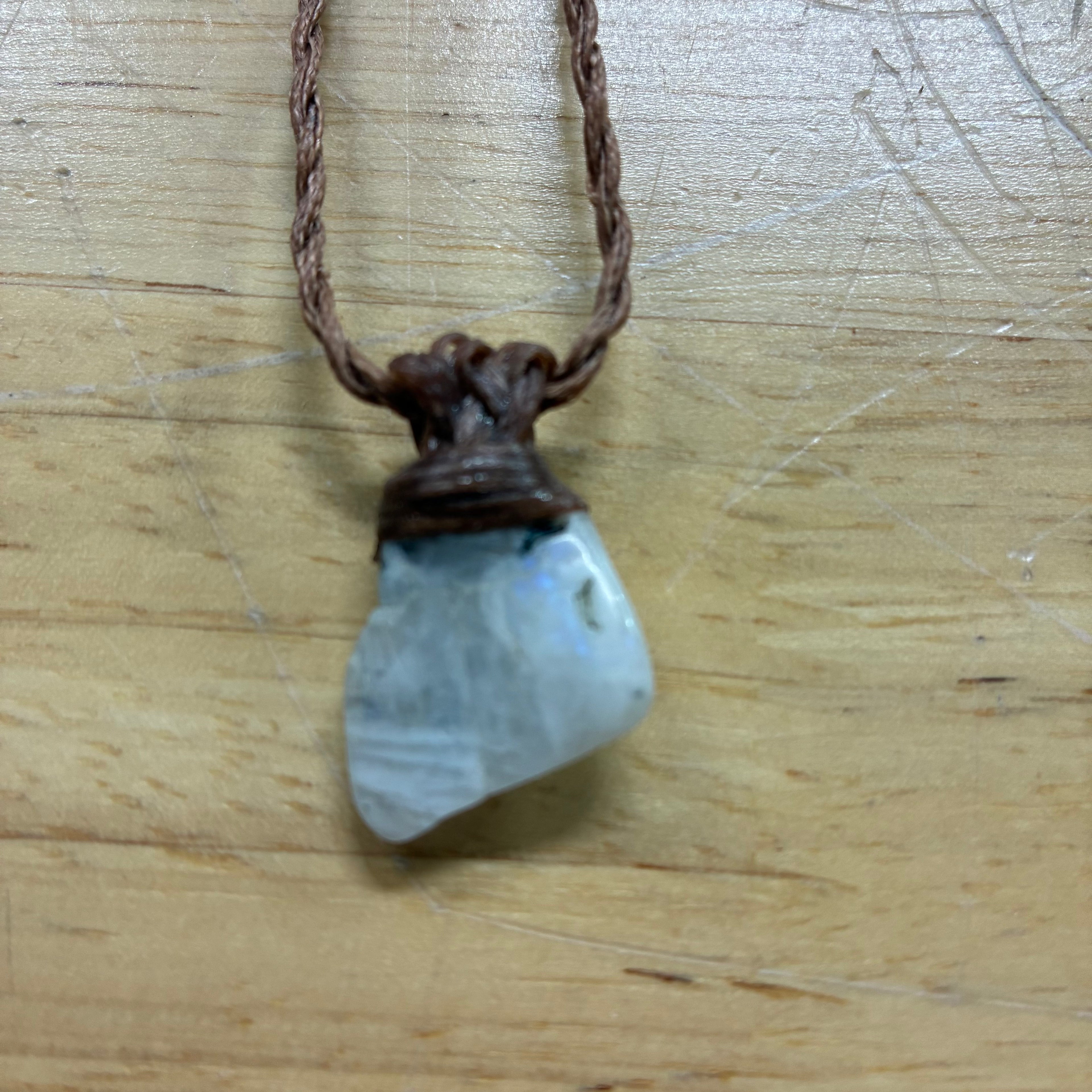Rainbow Moonstone Leather Necklace - Intuition