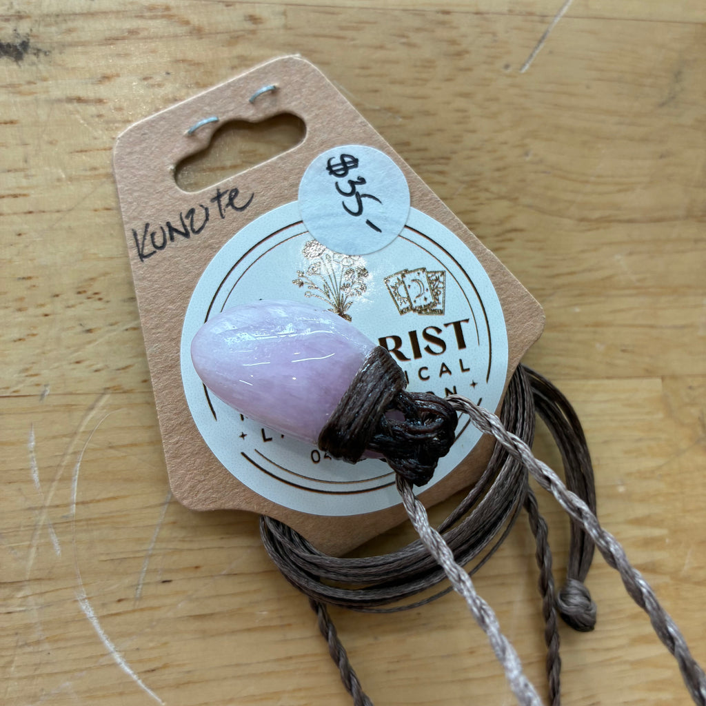 Kunzite Leather Necklace - Love
