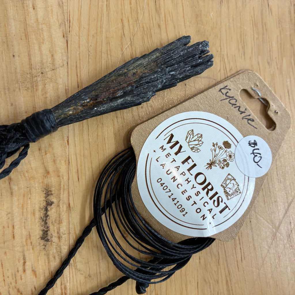Black Kyanite Leather Necklace - Clearing