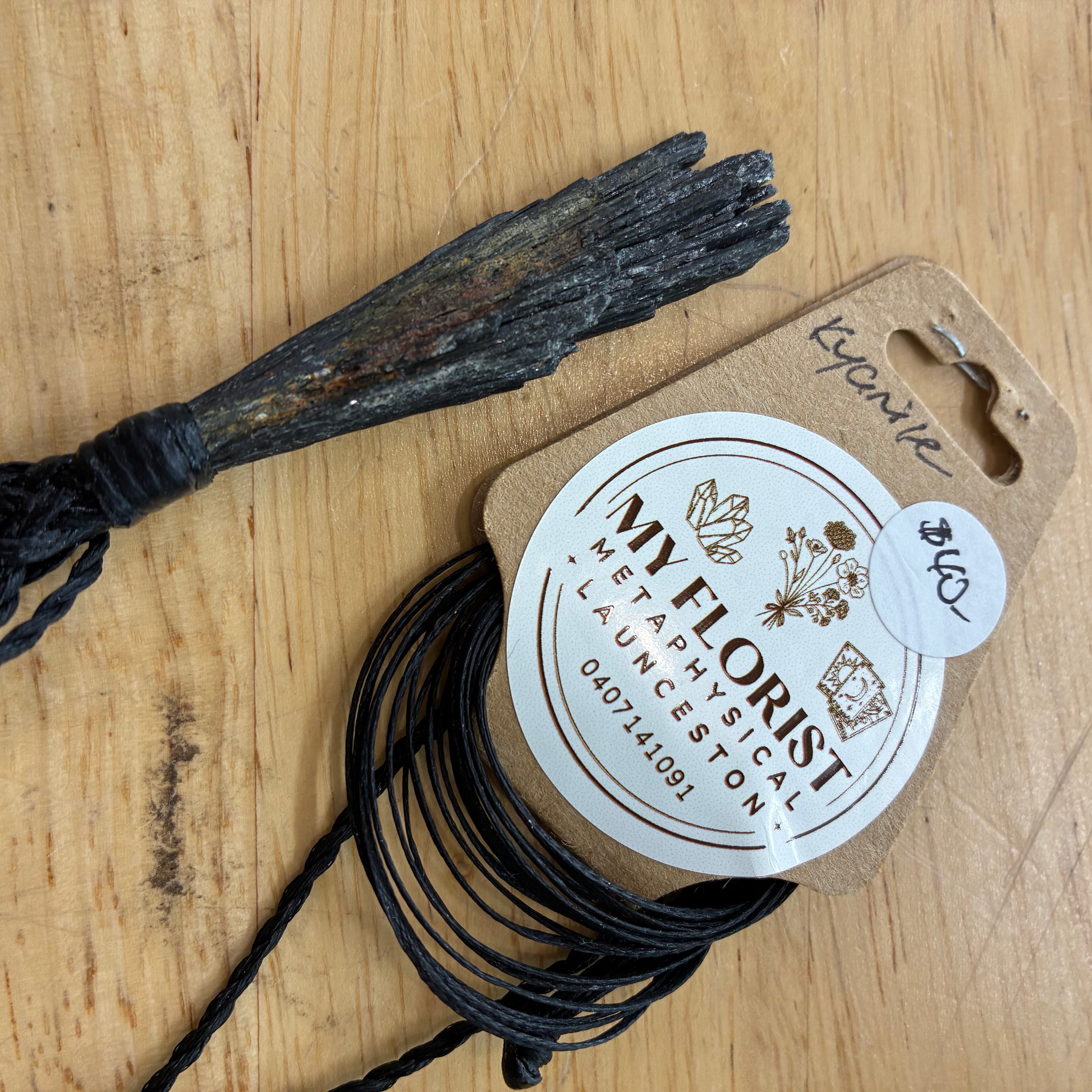 Black Kyanite Leather Necklace - Clearing