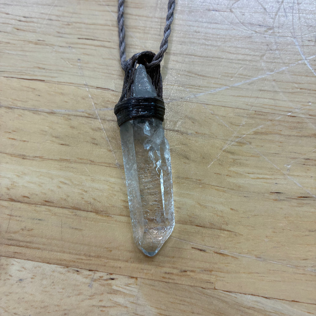 Etched Quartz Leather Necklace - Revelation