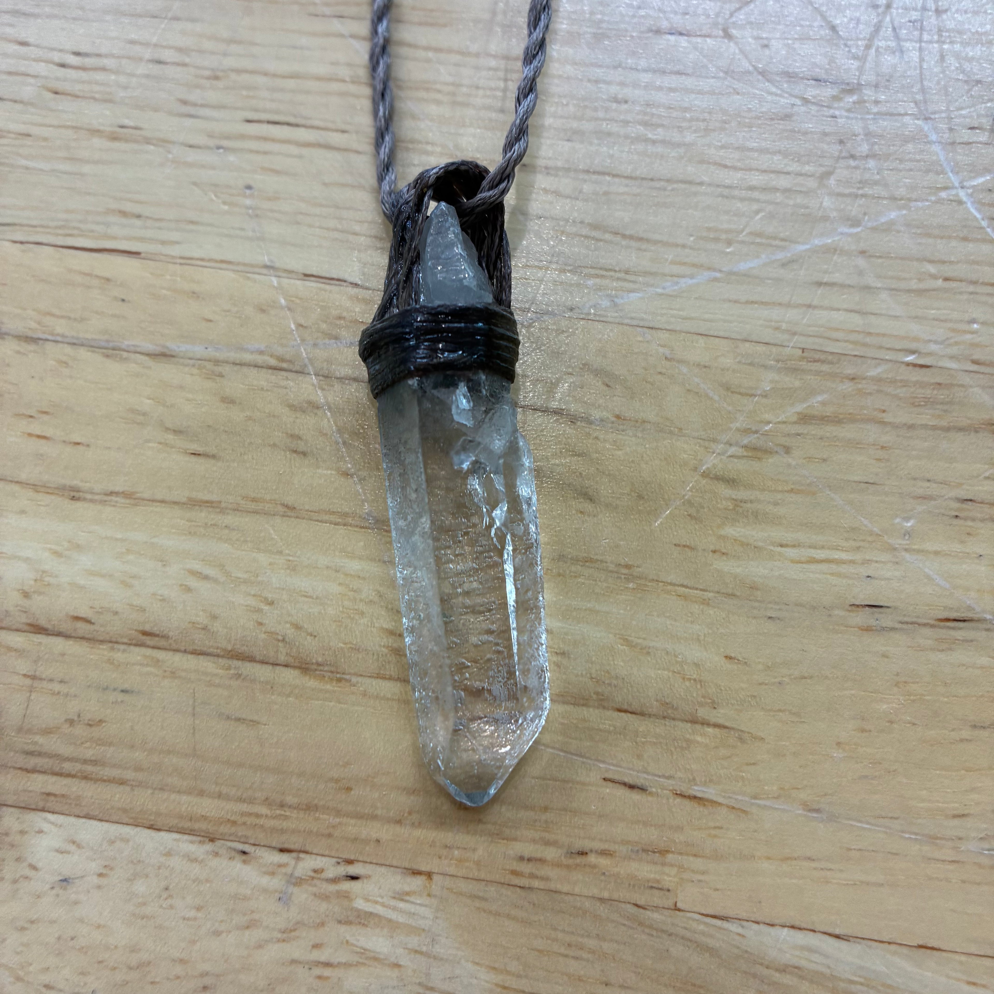 Etched Quartz Leather Necklace - Revelation