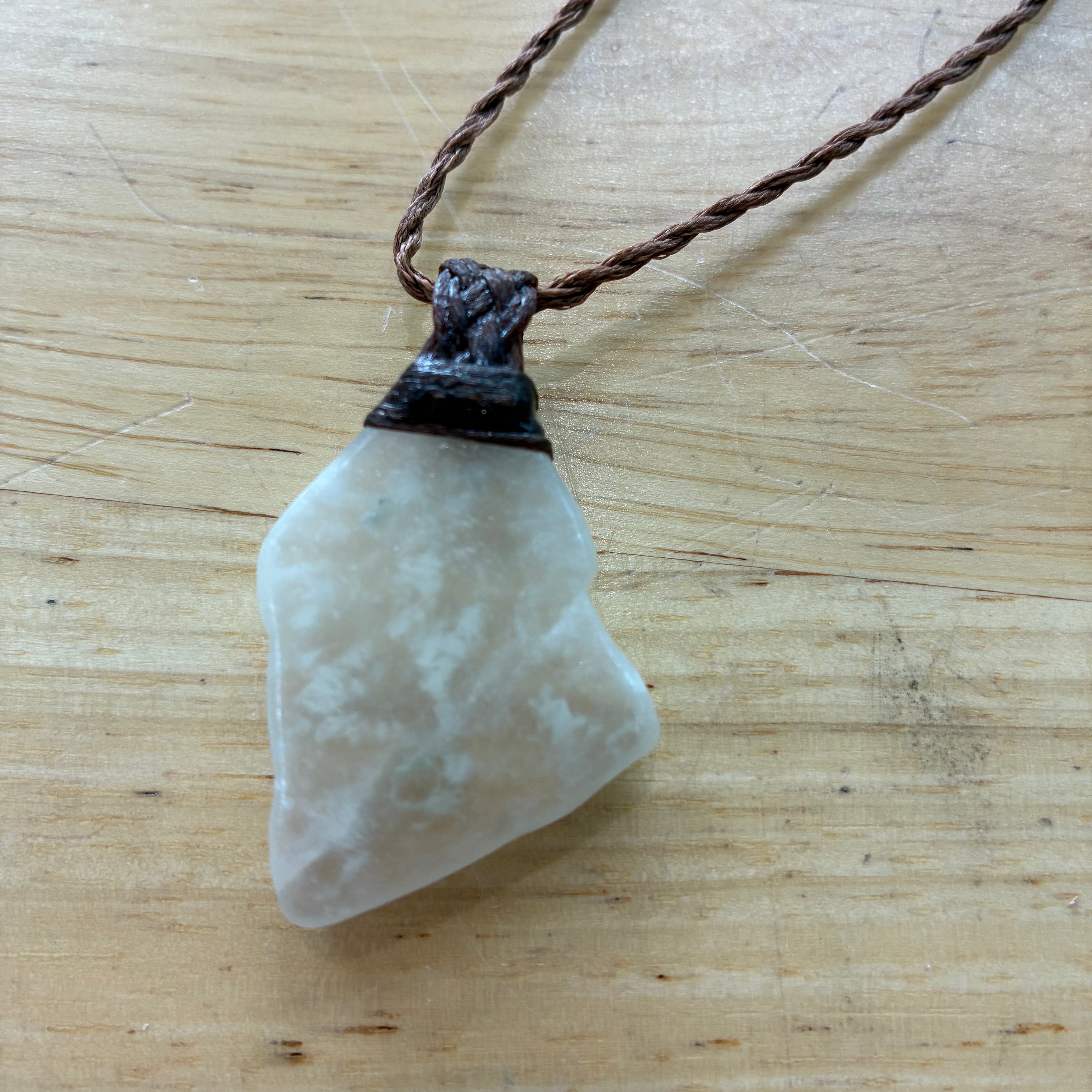 Ulexite Leather Necklace - Vision