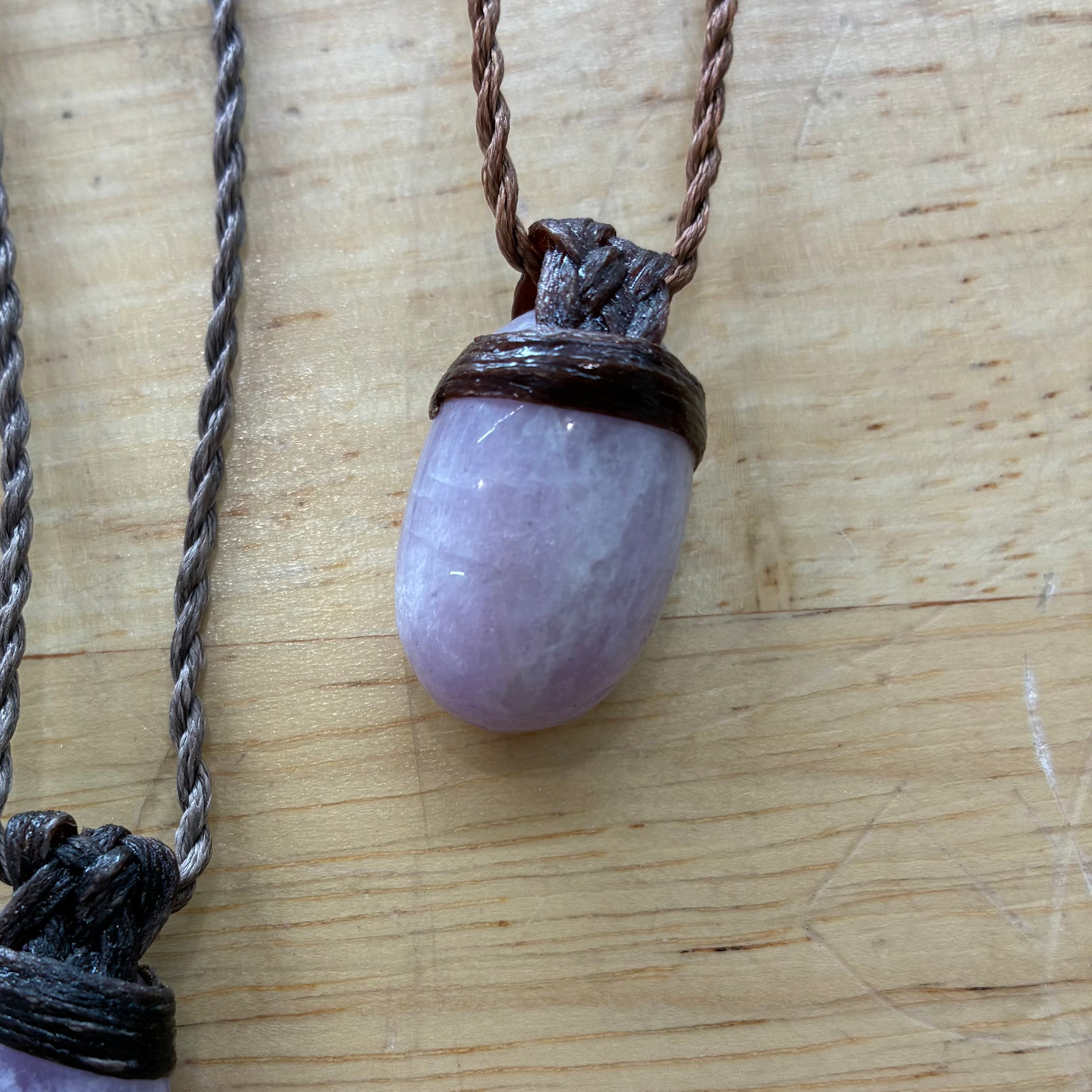 Kunzite Leather Necklace - Love