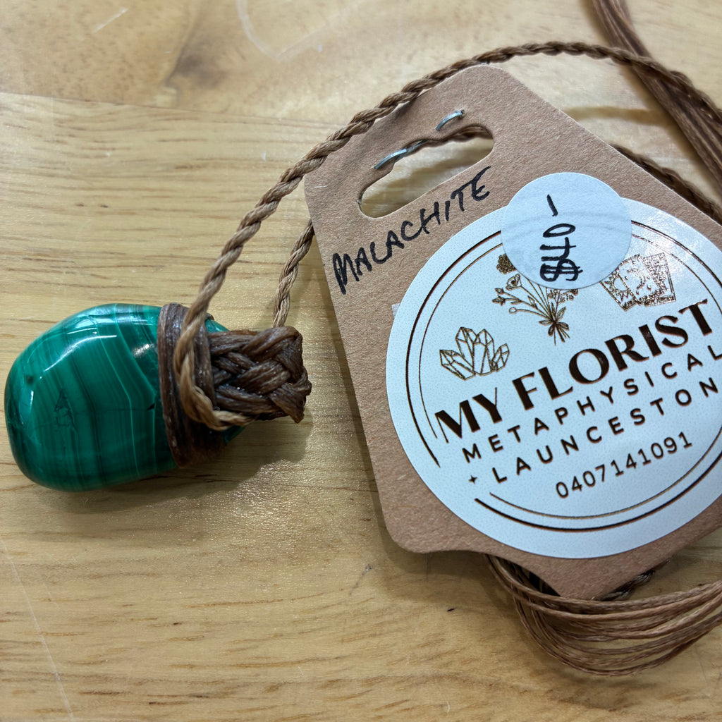 Malachite Leather Necklace - Transformation