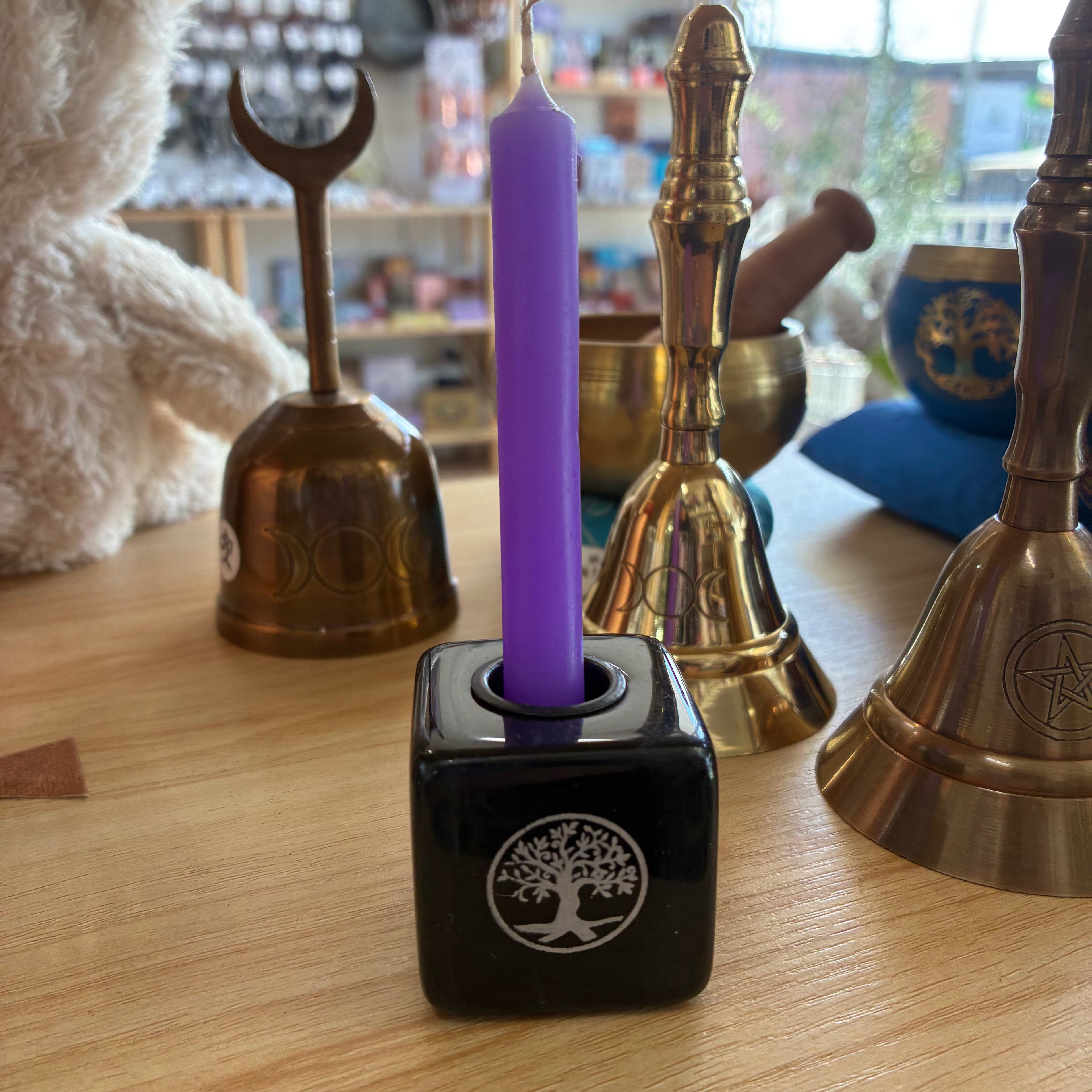Tree of Life Chime/Spell Candle Holder Black