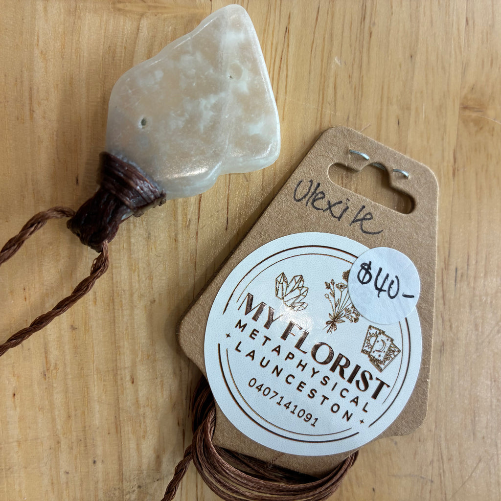Ulexite Leather Necklace - Vision