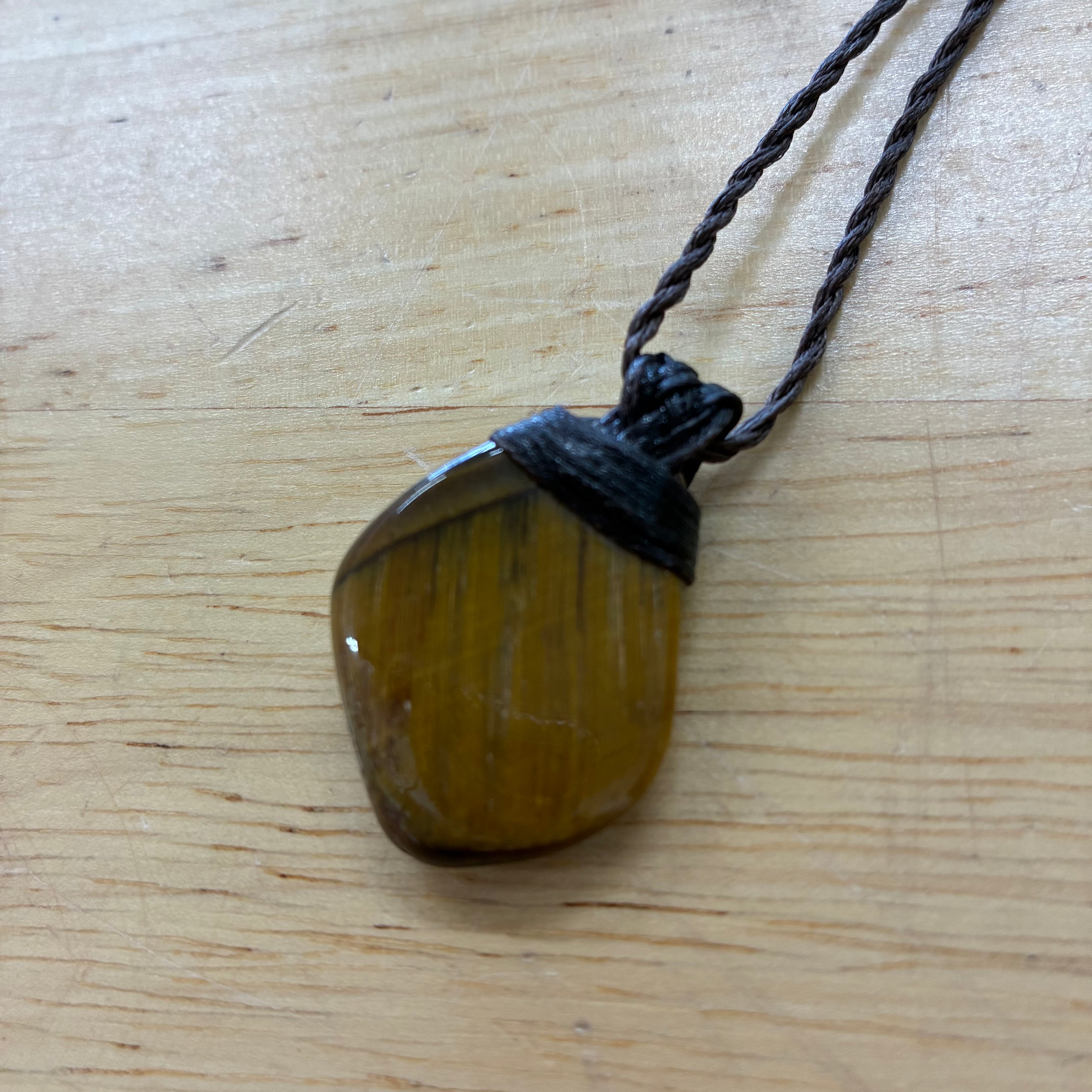 Tiger Eye Leather Necklace - Confidence