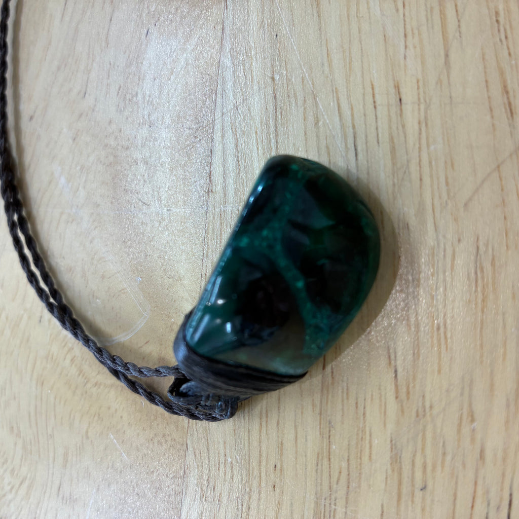 Malachite Leather Necklace - Transformation