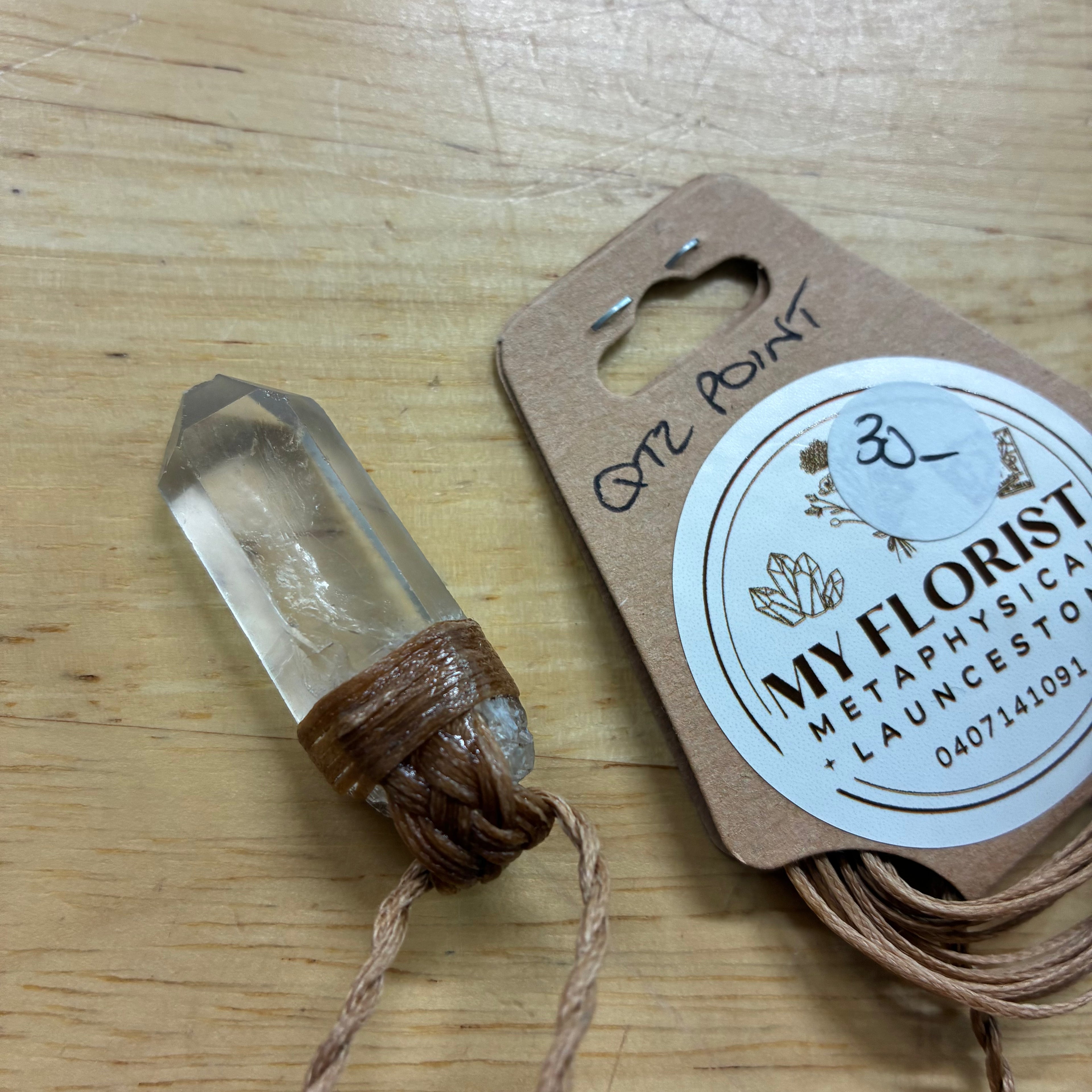 Clear Quartz Leather Necklace - Clarity