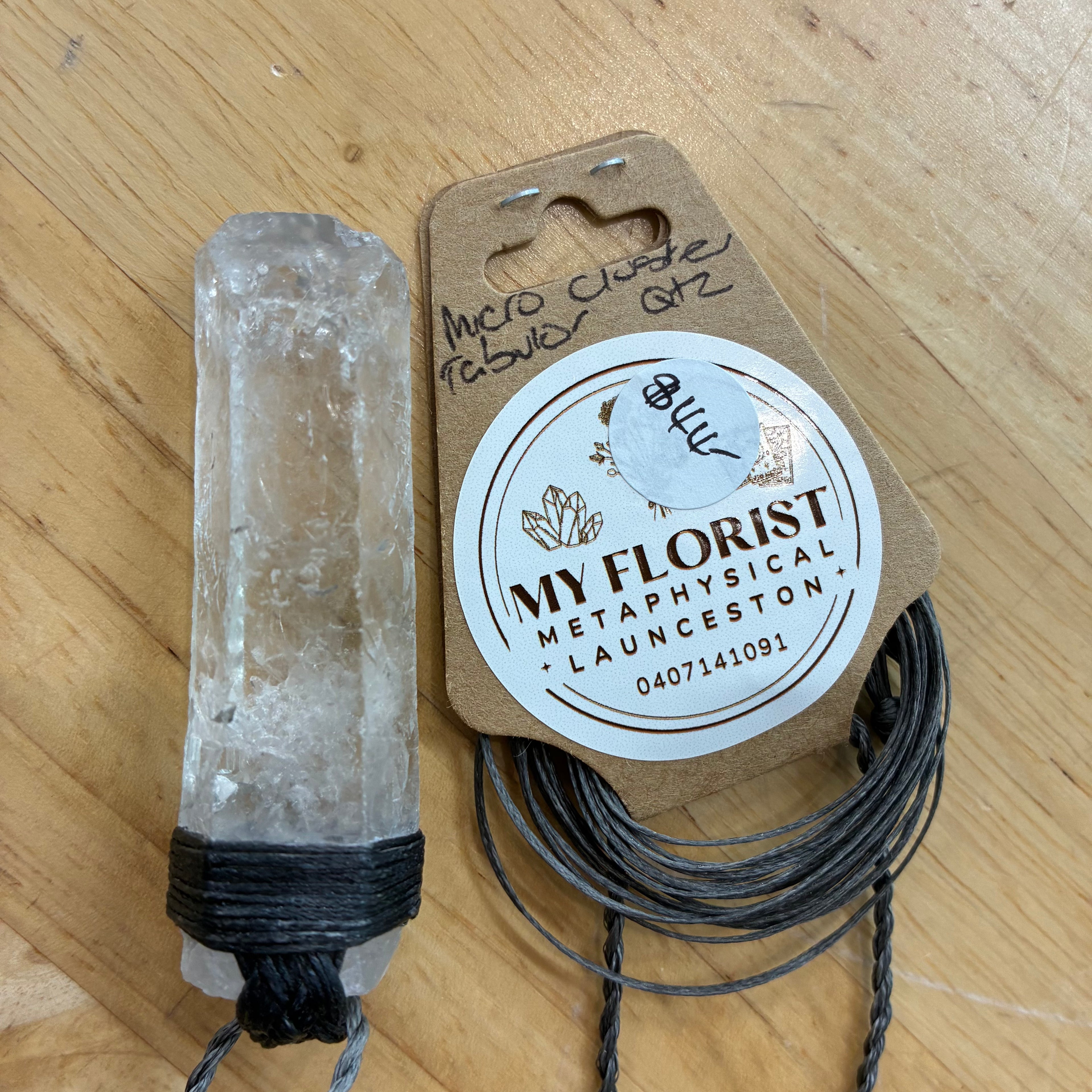 Micro Cluster Tabular Quartz Leather Necklace- Clarity