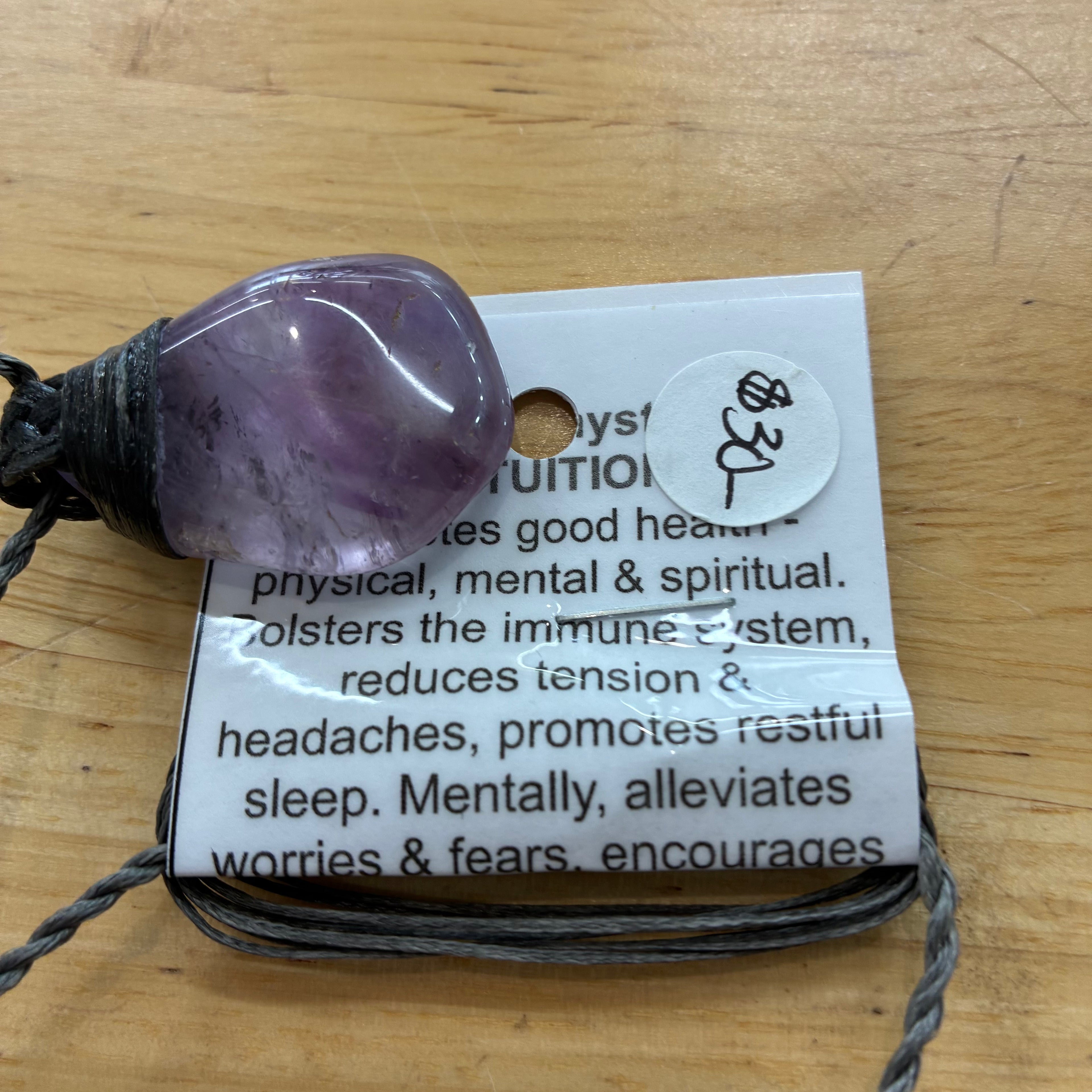 Amethyst Leather Necklace - Peace