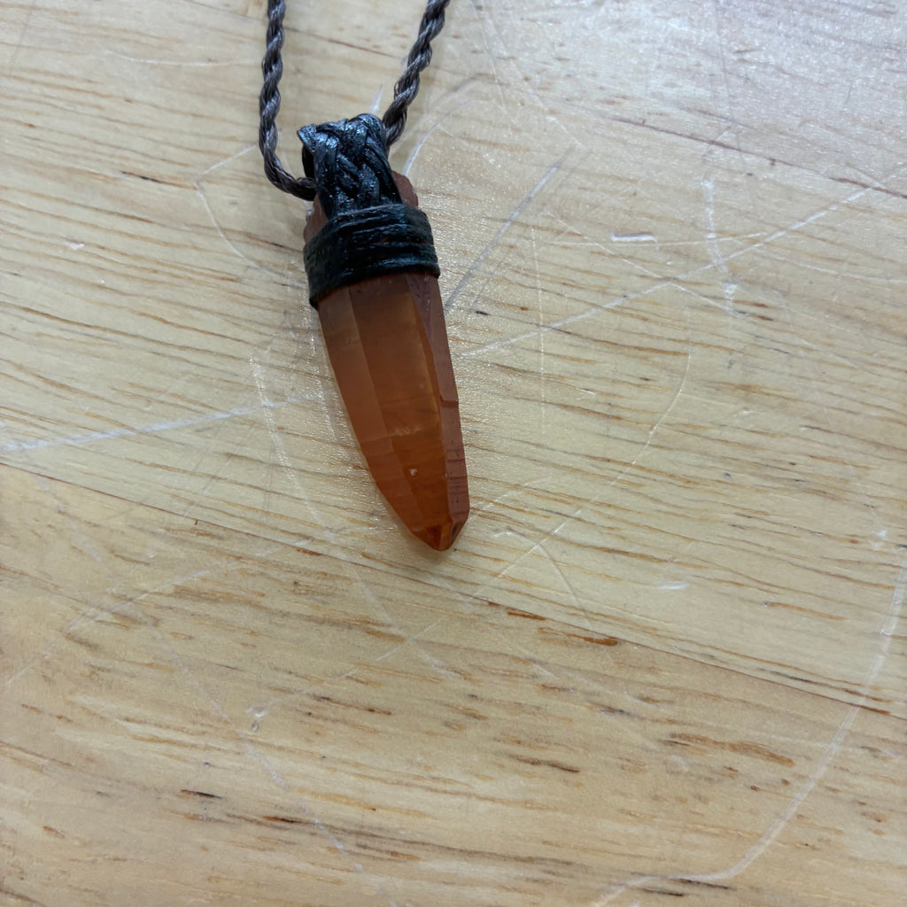 Tangerine Lemurian - JOYFUL HEALING Leather Necklace
