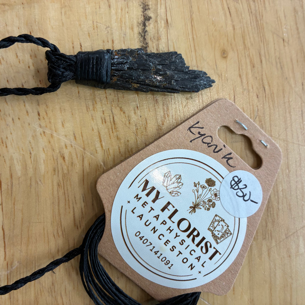 Black Kyanite Leather Necklace - Clearing