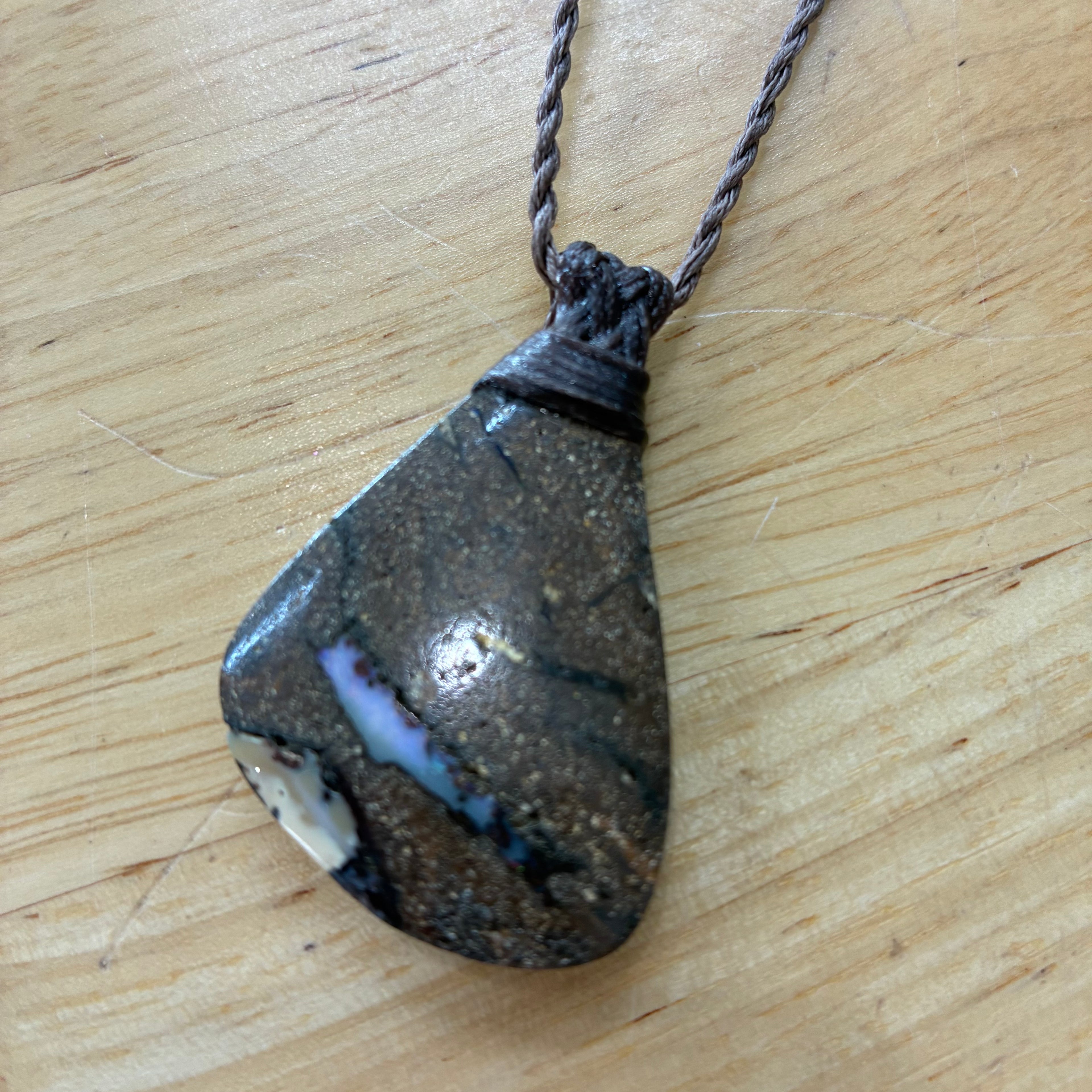 Milky Opal Leather Necklace - Hope