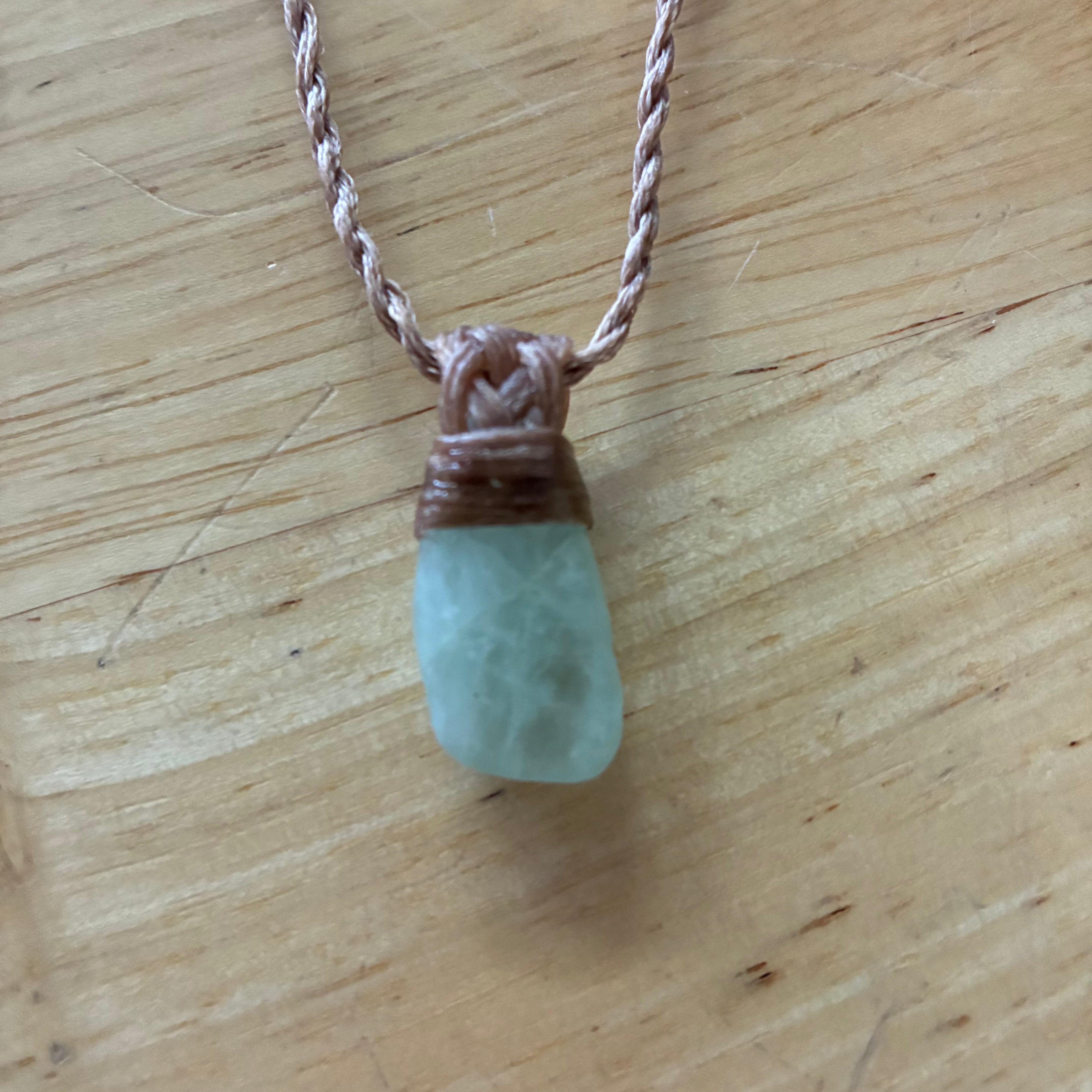 Aquamarine Leather Necklace - Serenity