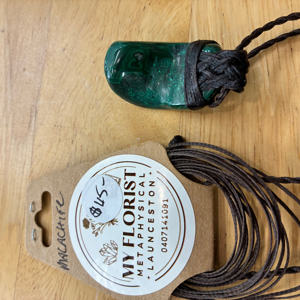 Malachite Leather Necklace - Transformation
