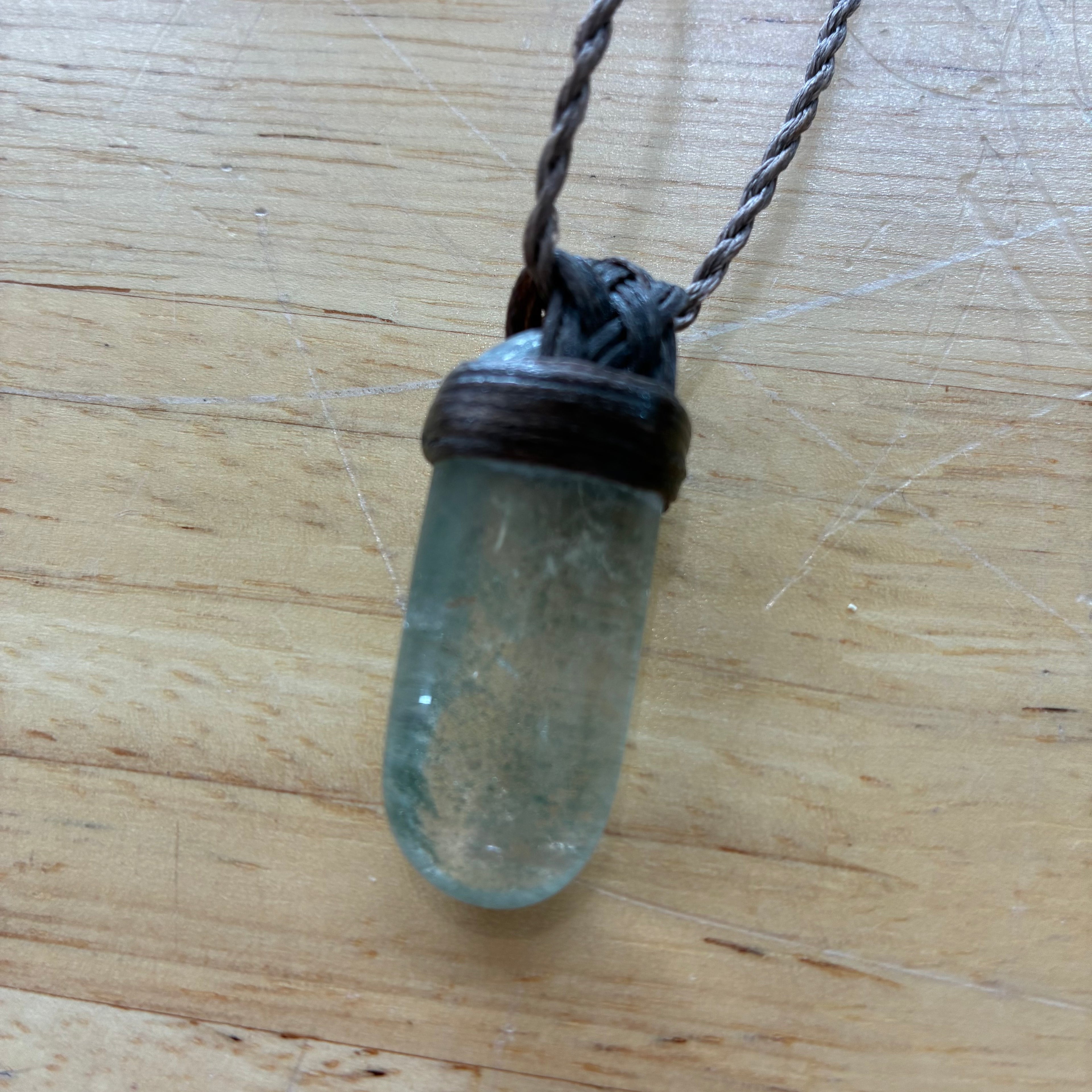 Clear Quartz with Inclusions Leather Necklace - Insight