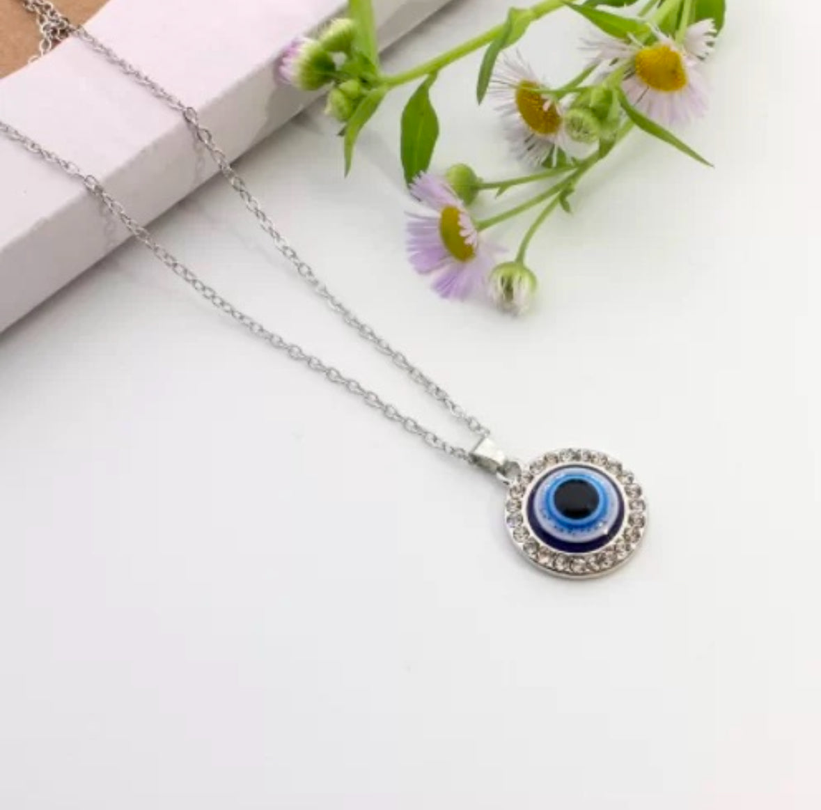 Blue Eye / Evil Eye of Protection Circle Necklace