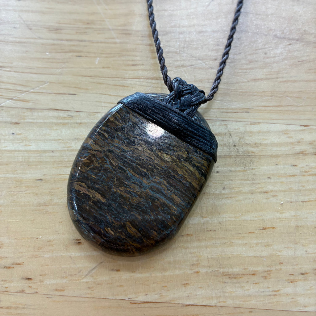Bronzite Leather Necklace - Courage