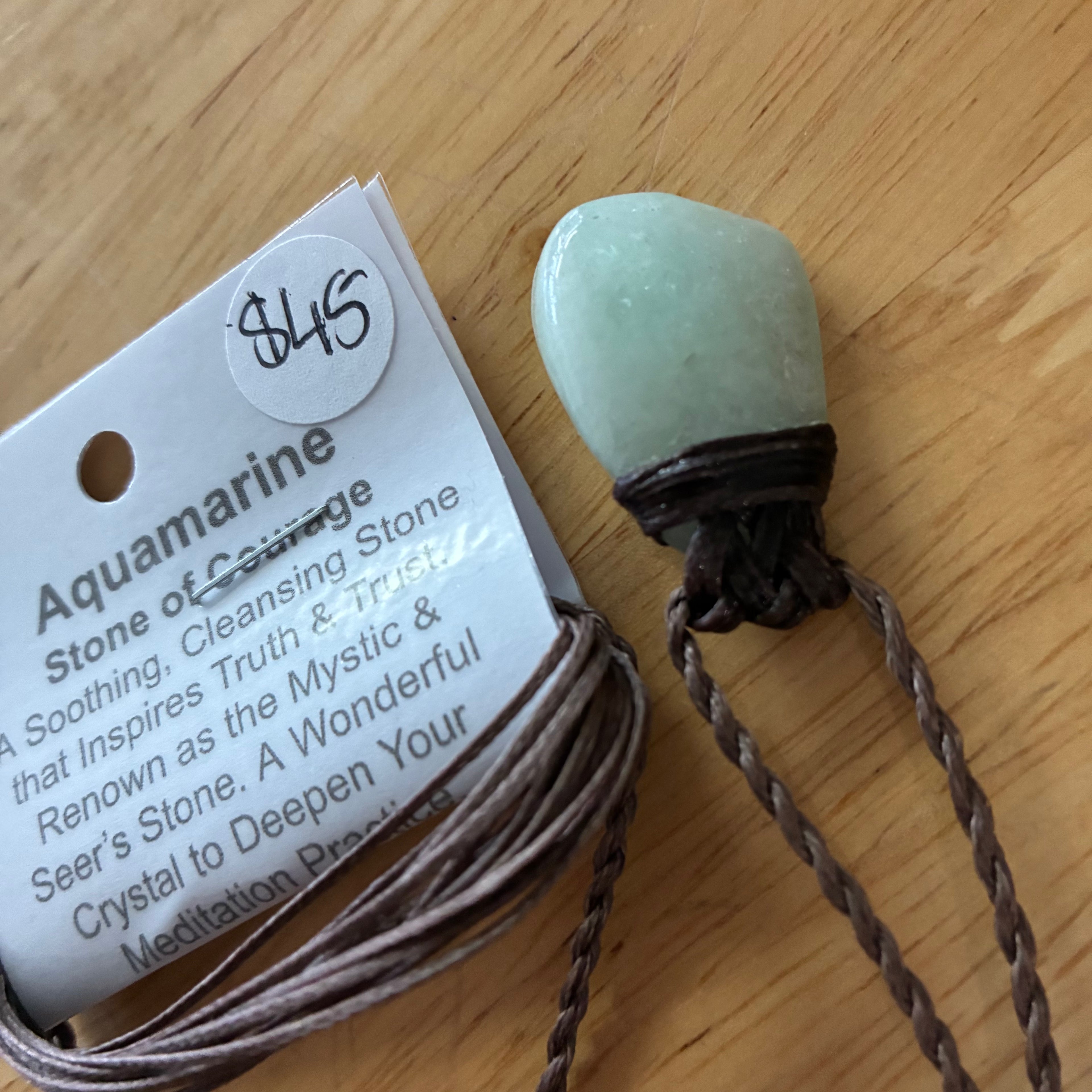 Aquamarine Leather Necklace - Serenity