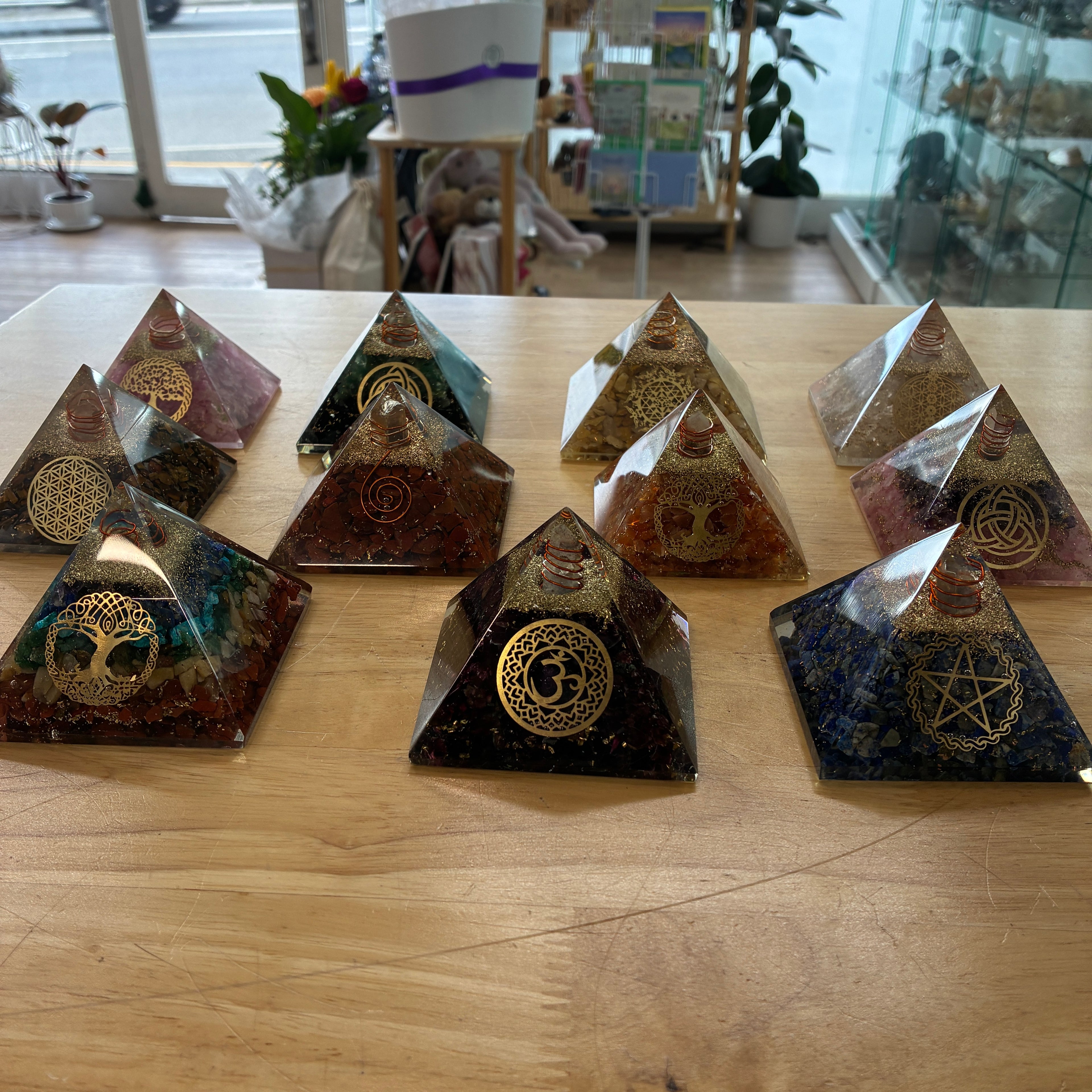 Orgonite Pyramid Various Stones 7.5cm